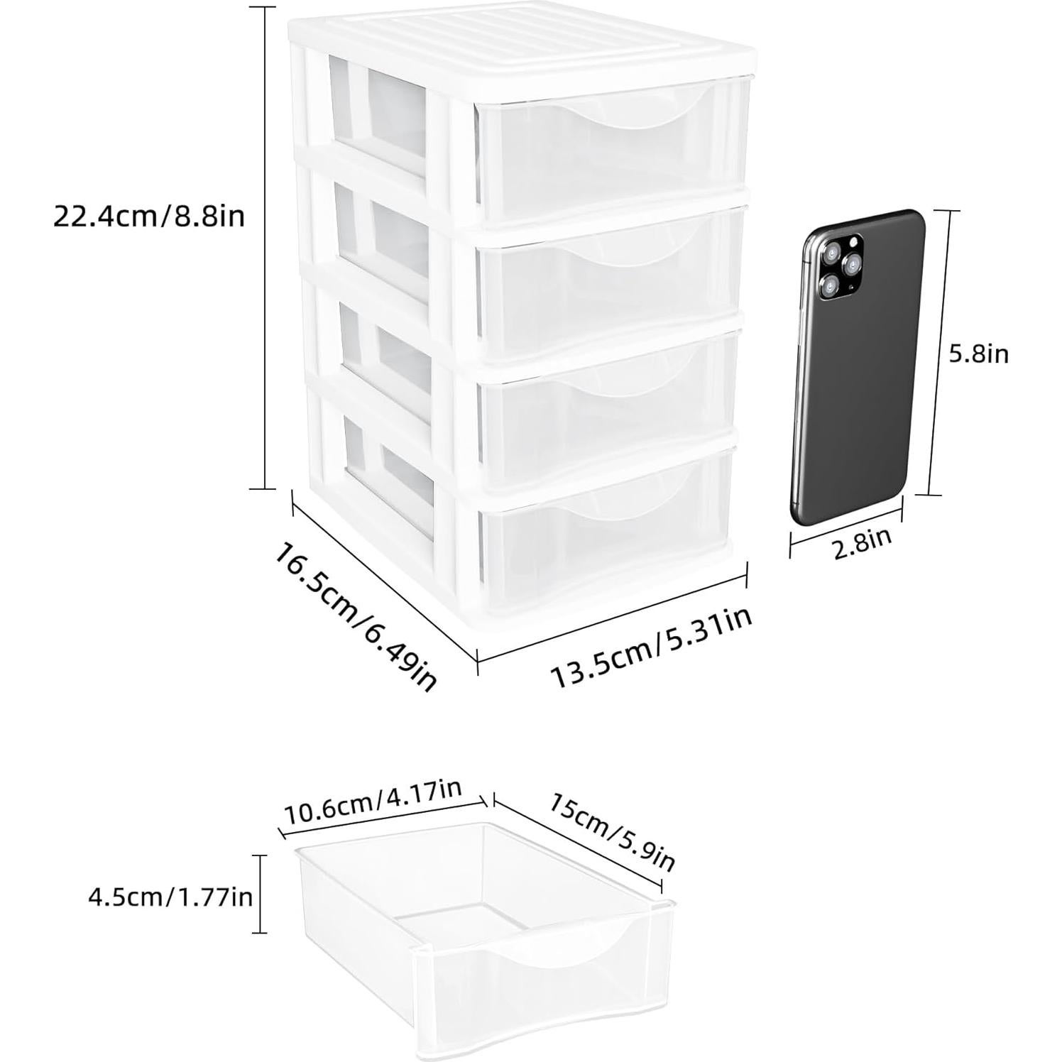Organizador de Escritorio Gonice 4 Cajones Blanco - 2 Paquetes