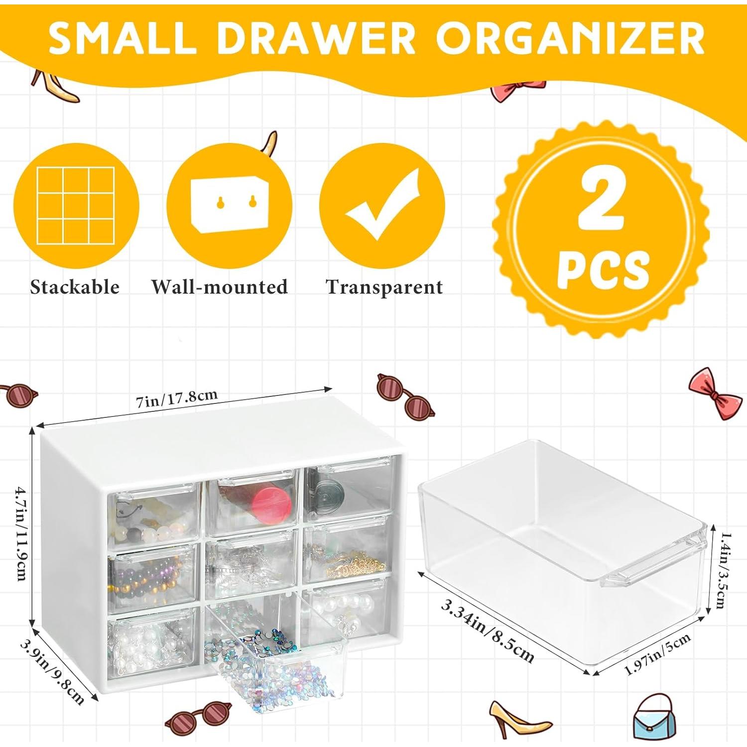 Organizador de Escritorio Wenqik 2 Pcs con 9 Cajones Transparentes