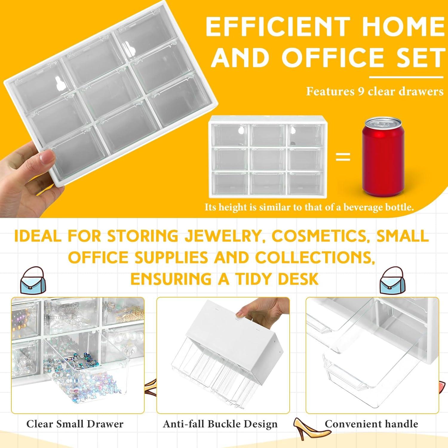 Organizador de Escritorio Wenqik 2 Pcs con 9 Cajones Transparentes