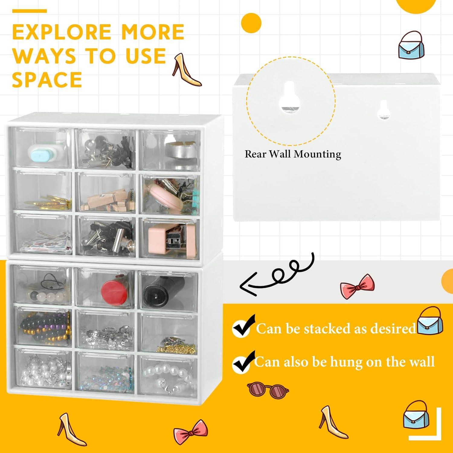 Organizador de Escritorio Wenqik 2 Pcs con 9 Cajones Transparentes