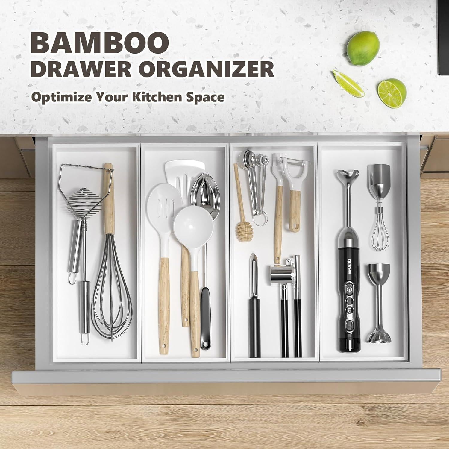 Organizadores de Cajones de Bambú Greatseas - Juego de 2, 38x15x6.4 cm