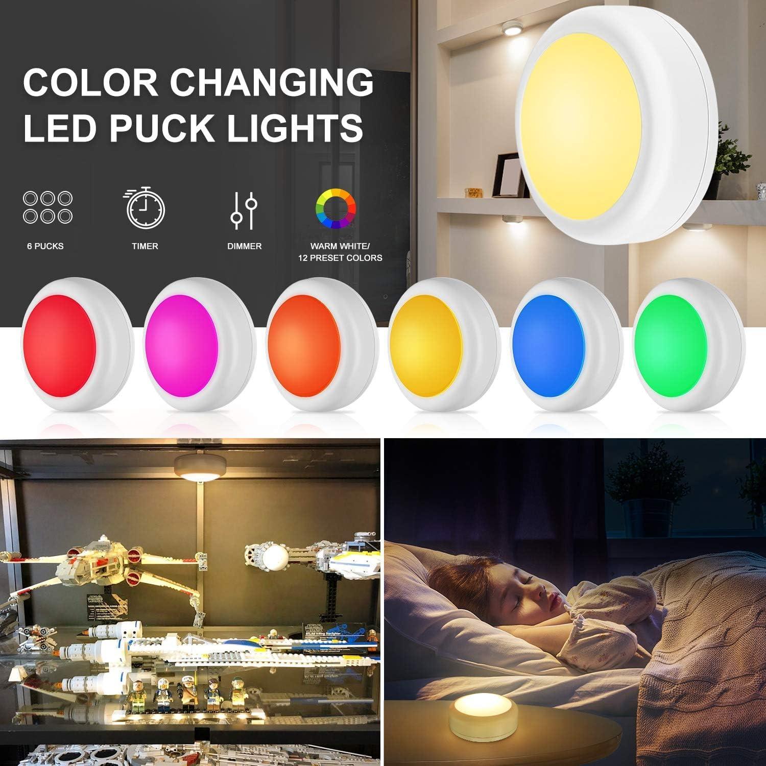 Luces LED Puck BLS RGB con Control Remoto - Paquete de 6