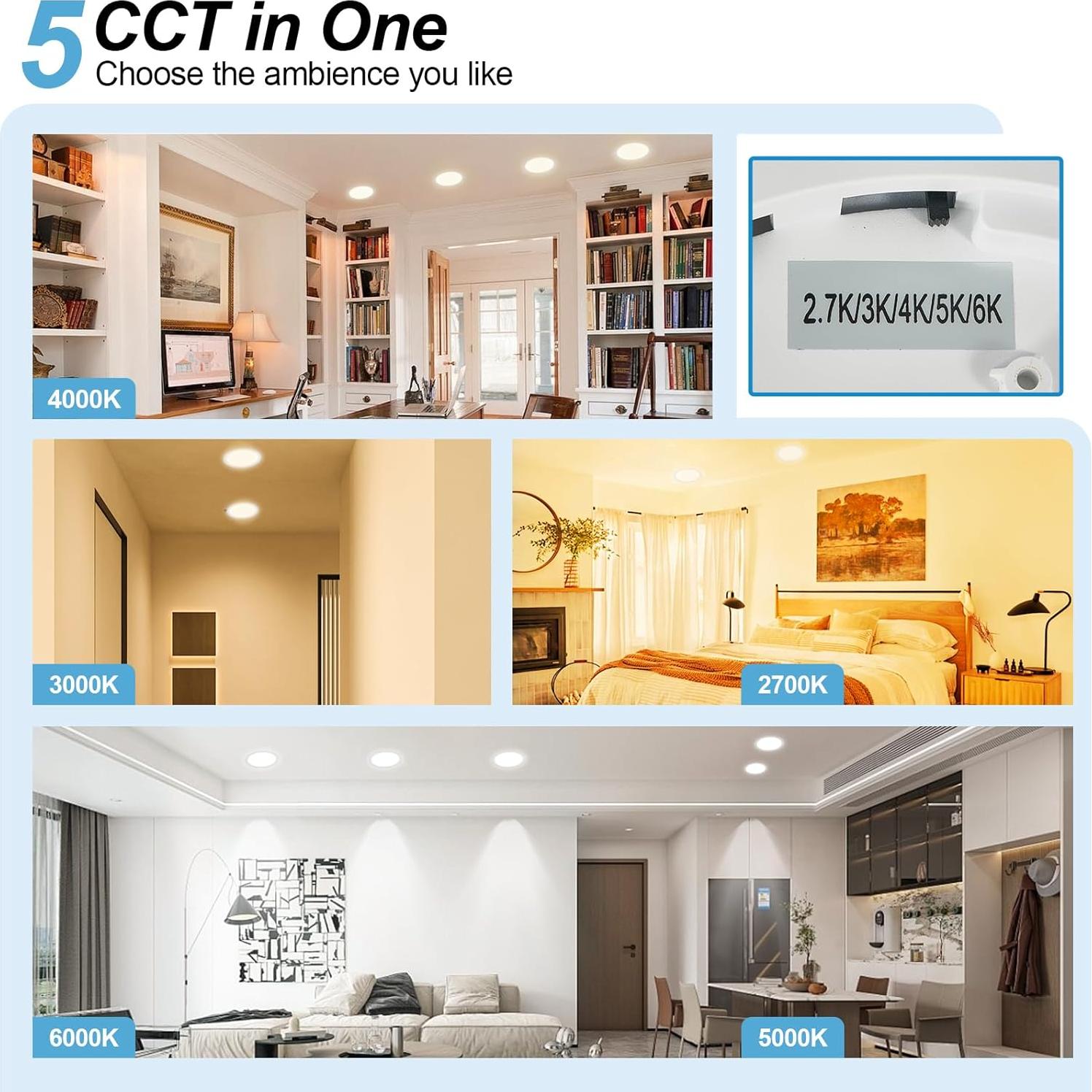 Luz de Techo LED DINGLILIGHTING 6Pack 24W Regulable 30.48cm