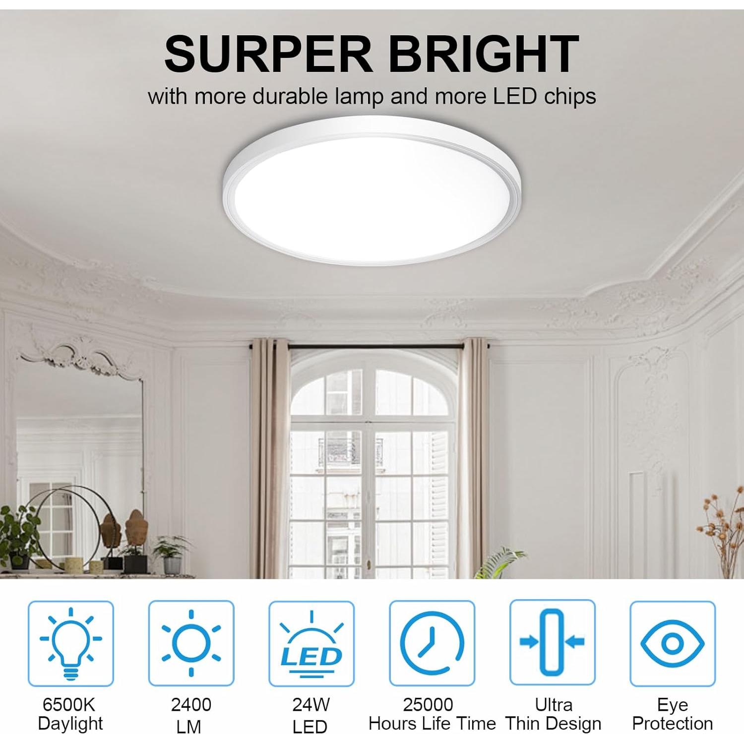 Luz de Techo LED DINGLILIGHTING 6Pack 24W Regulable 30.48cm