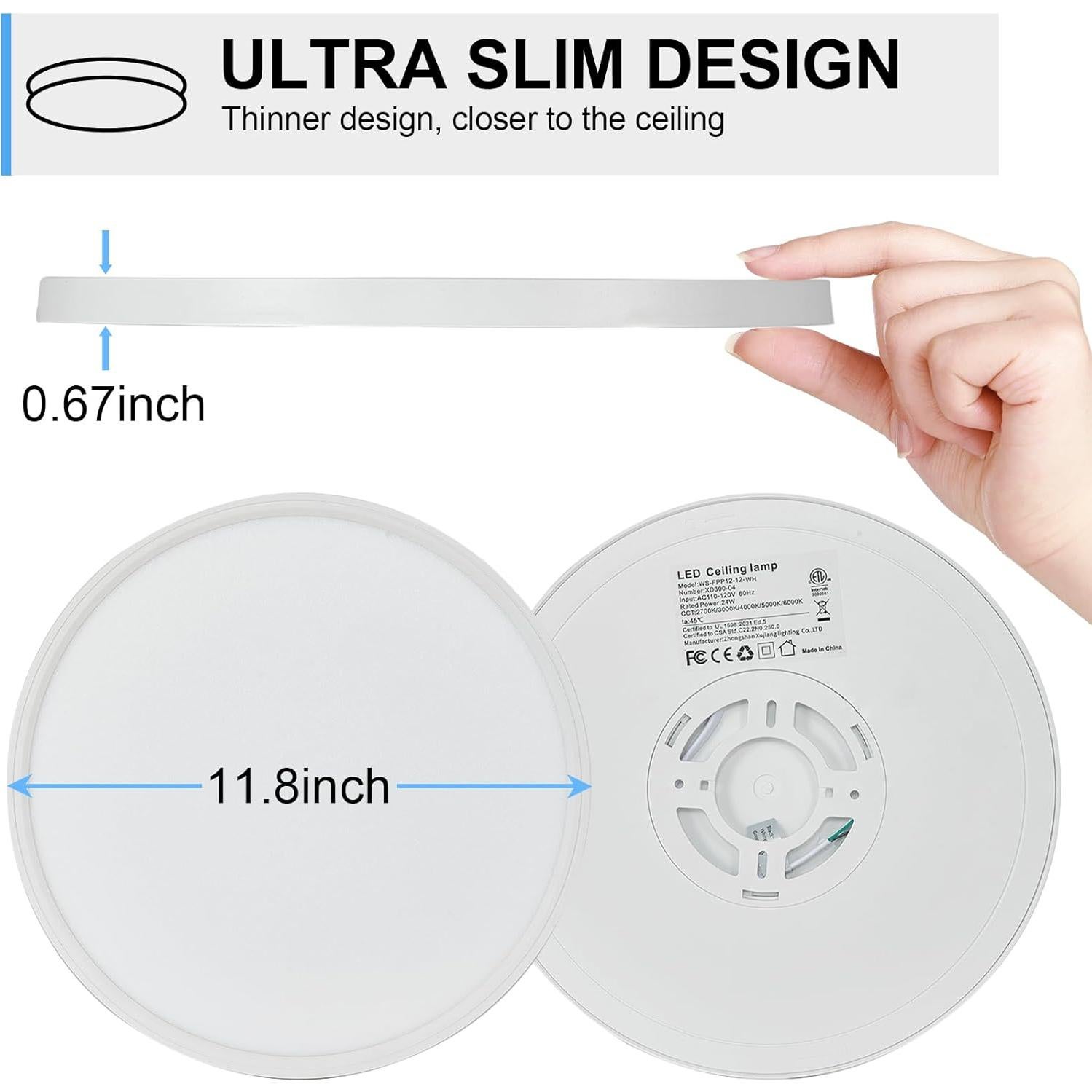 Luz de Techo LED DINGLILIGHTING 6Pack 24W Regulable 30.48cm