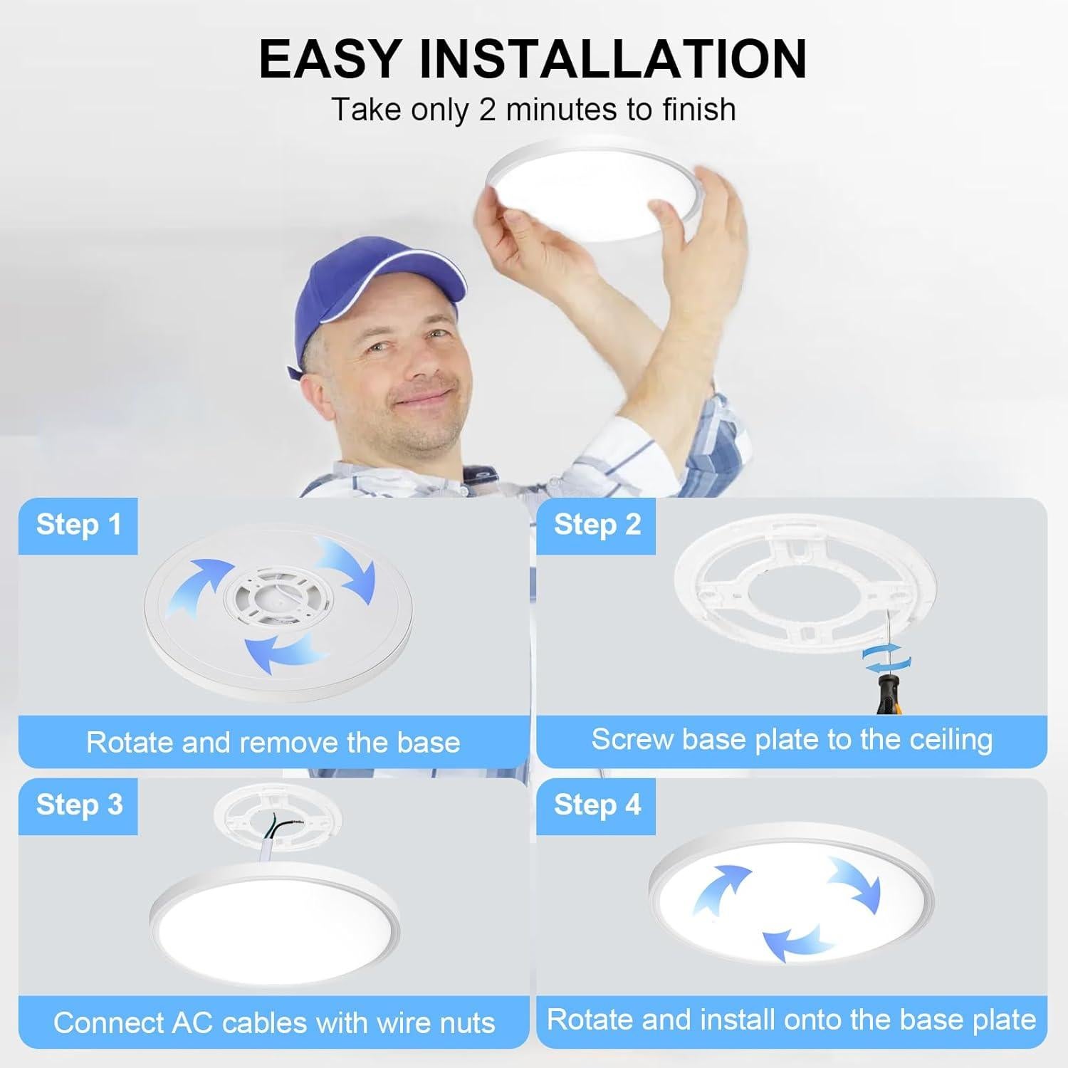 Luz de Techo LED DINGLILIGHTING 6Pack 24W Regulable 30.48cm