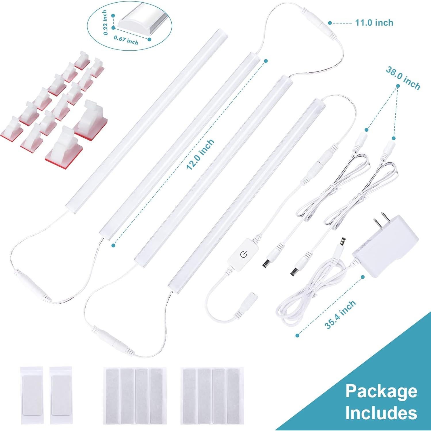 Luces Bajo Gabinete LED JUSJUBR 4x30.48cm Regulables 6000K