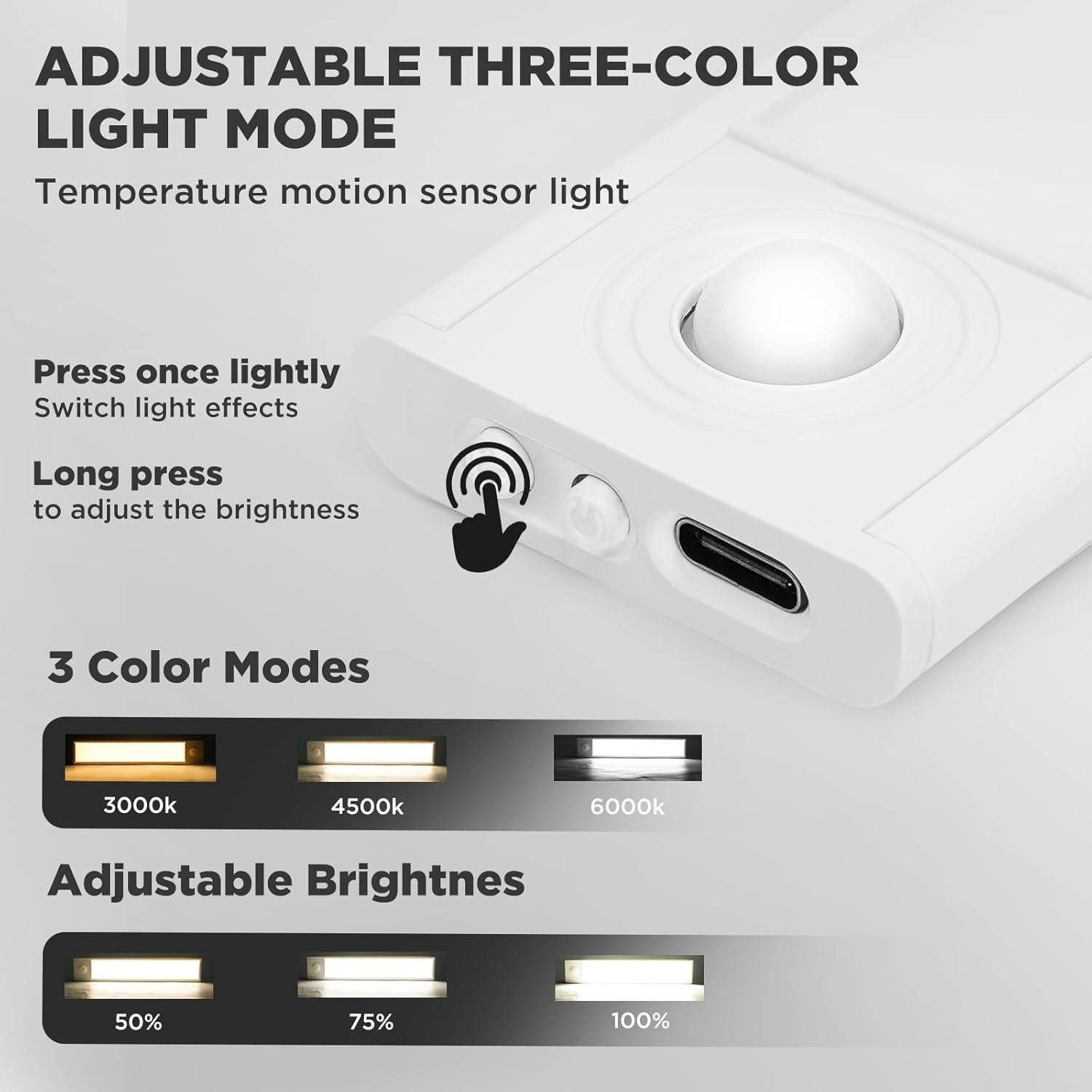 Luz Bajo Gabinete Recargable OMXDG 20.32cm con Sensor de Movimiento
