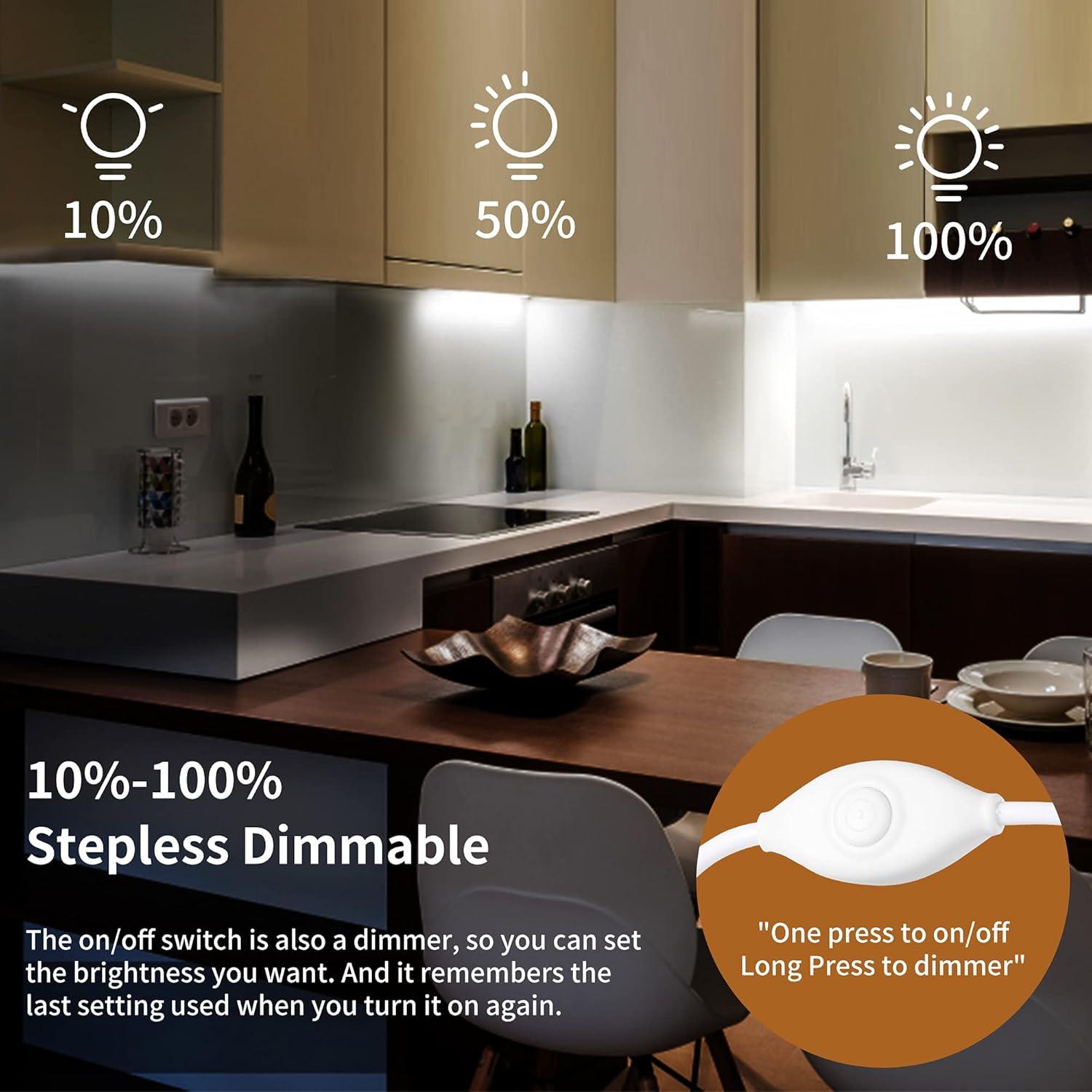 Iluminación LED Bajo Gabinete JUSJUBR 2 Piezas 30.48 cm USB