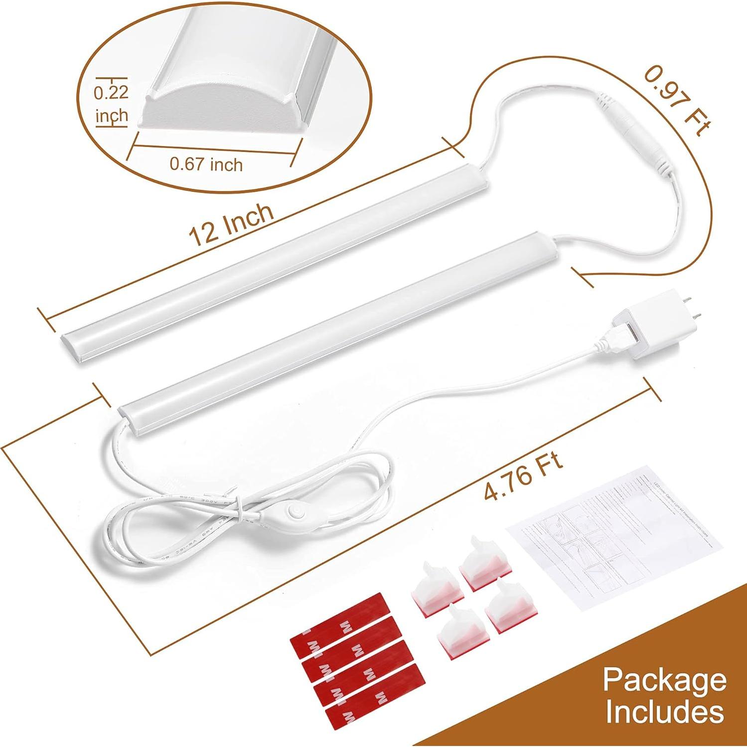 Iluminación LED Bajo Gabinete JUSJUBR 2 Piezas 30.48 cm USB