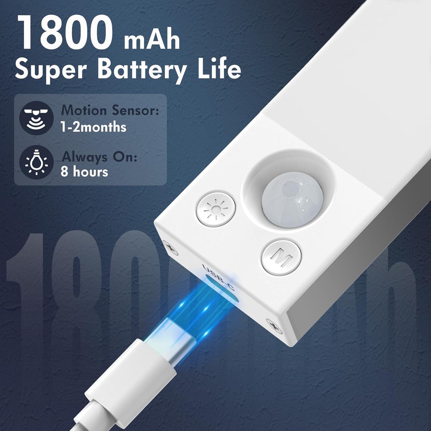 Luz Bajo Gabinete KEPLUG 1800mAh Sensor Movimiento USB-C