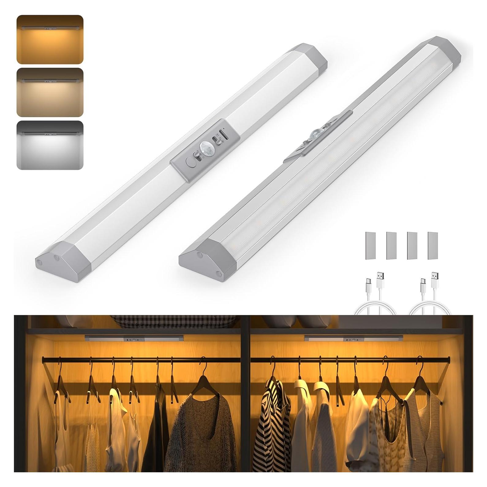 Luces de Armario WOBANE LED Recargables con Sensor de Movimiento 30cm