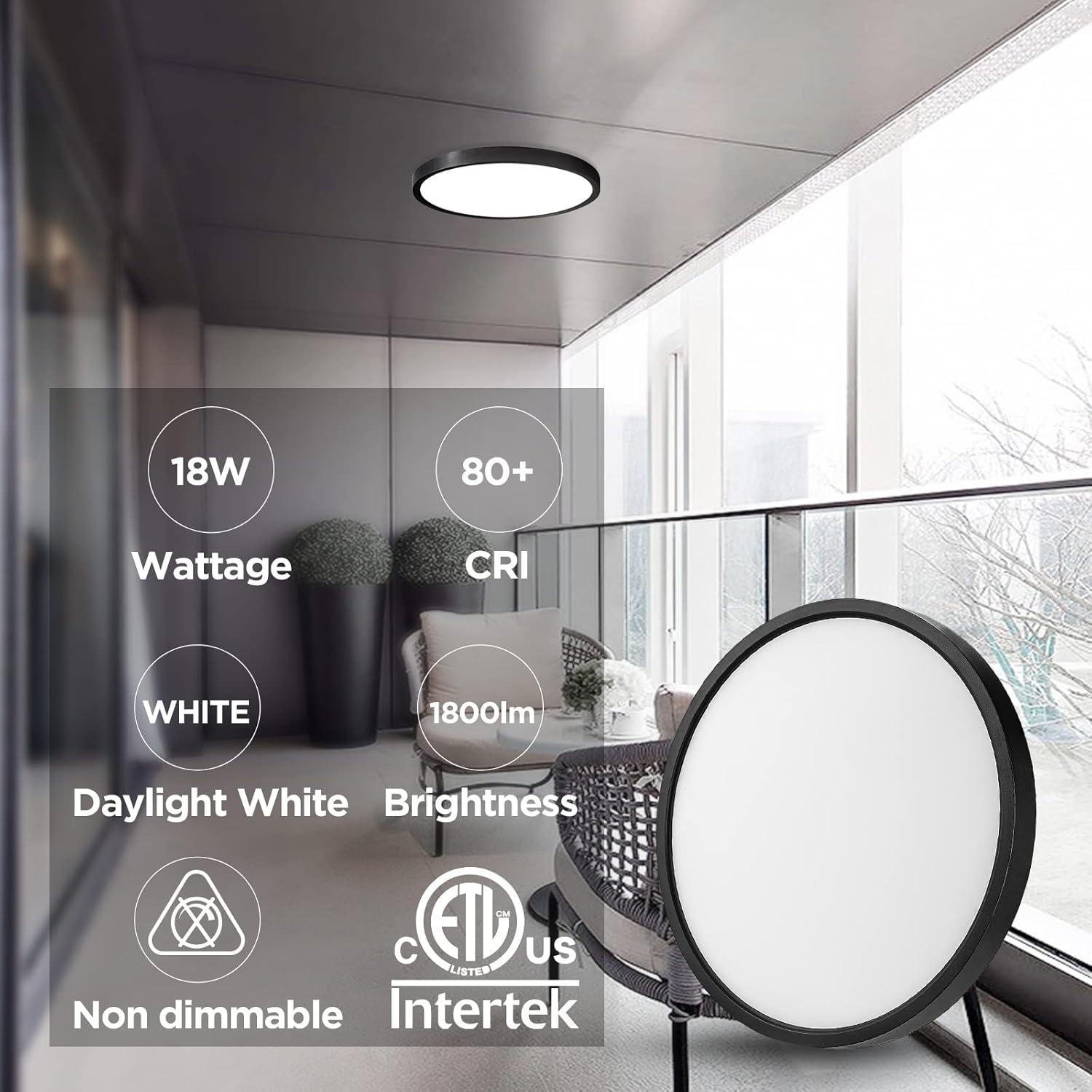 Luz de Techo LED TALOYA 18W 22.6 cm Negra Slim Luz de Día