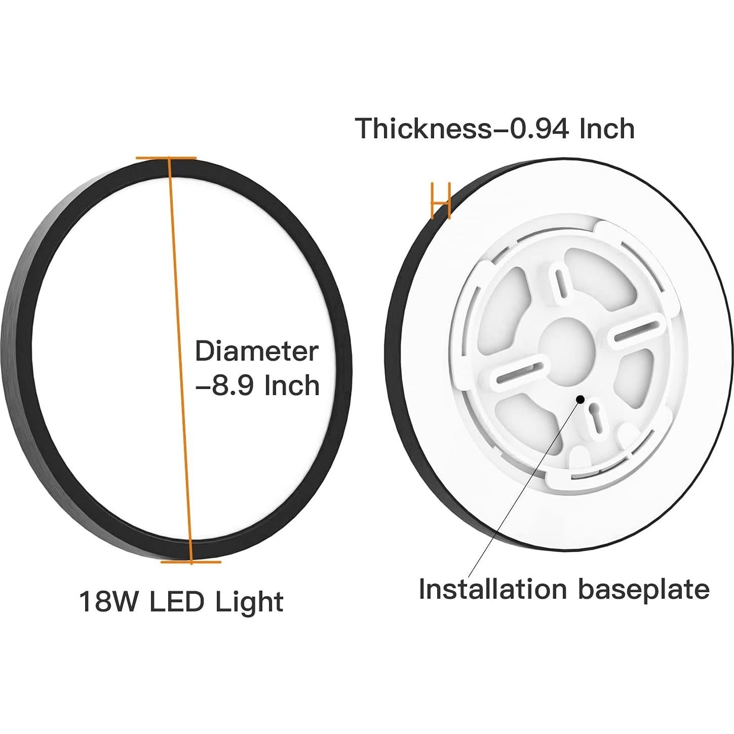 Luz de Techo LED TALOYA 18W 22.6 cm Negra Slim Luz de Día