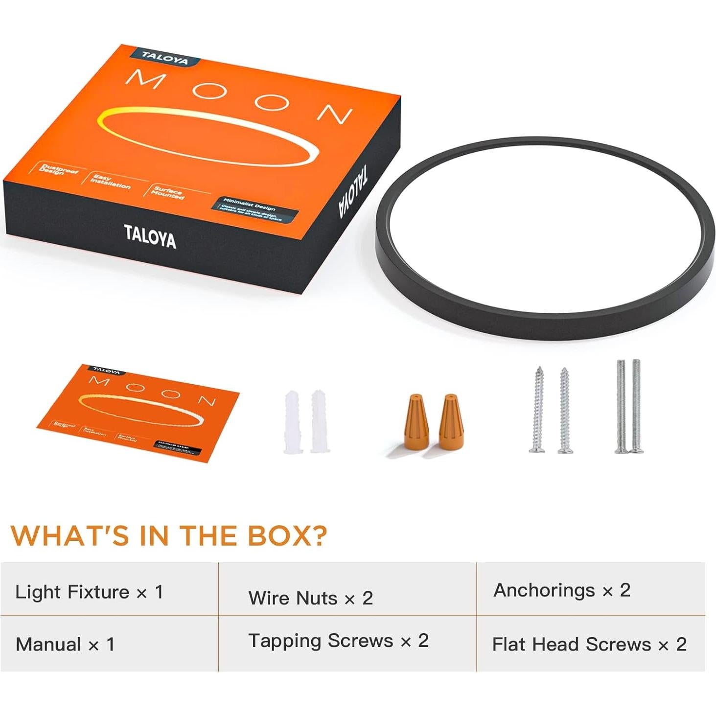 Luz de Techo LED TALOYA 18W 22.6 cm Negra Slim Luz de Día