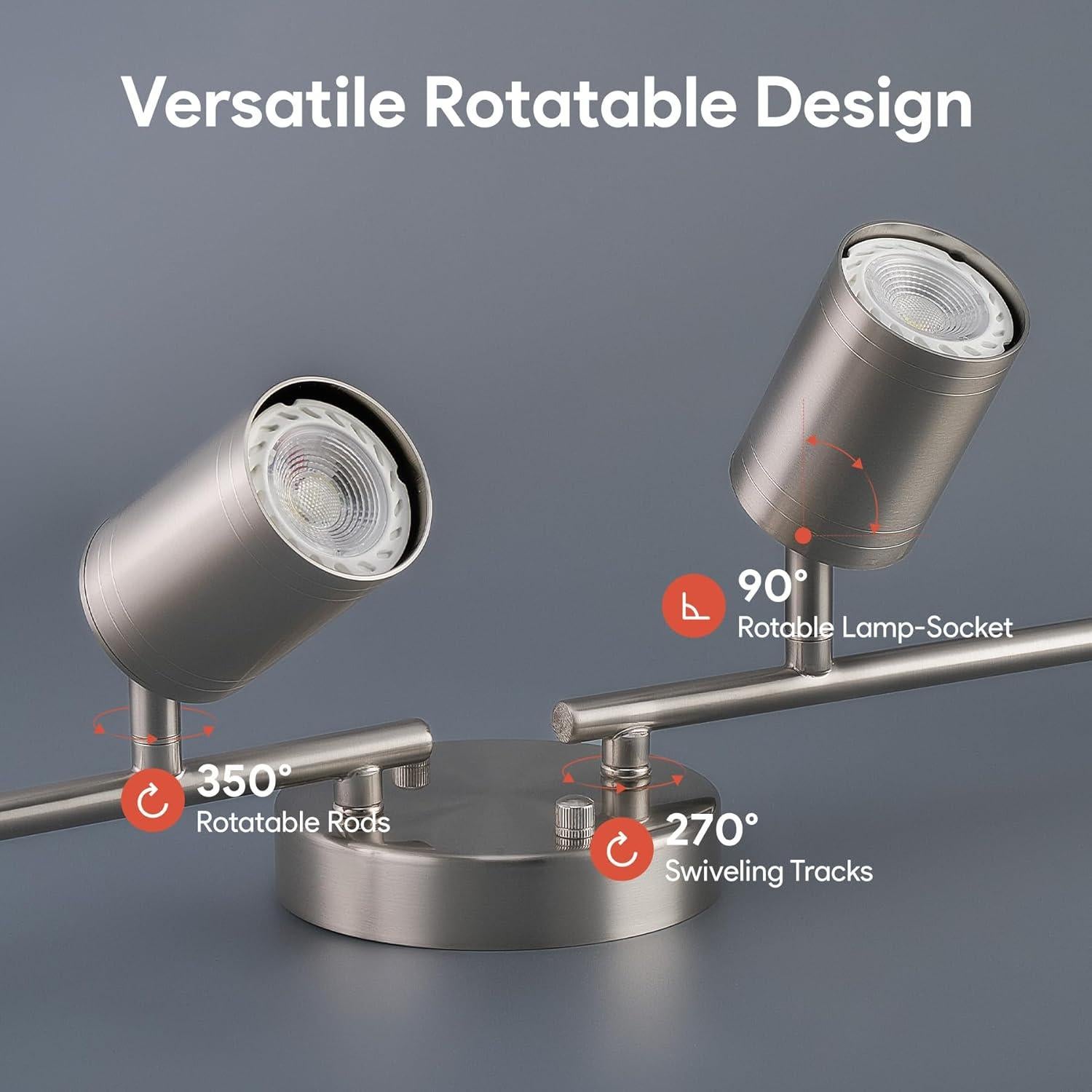 Foco de Techo LED 4 Luces VONLUCE Niquel Ajustable 3 Colores