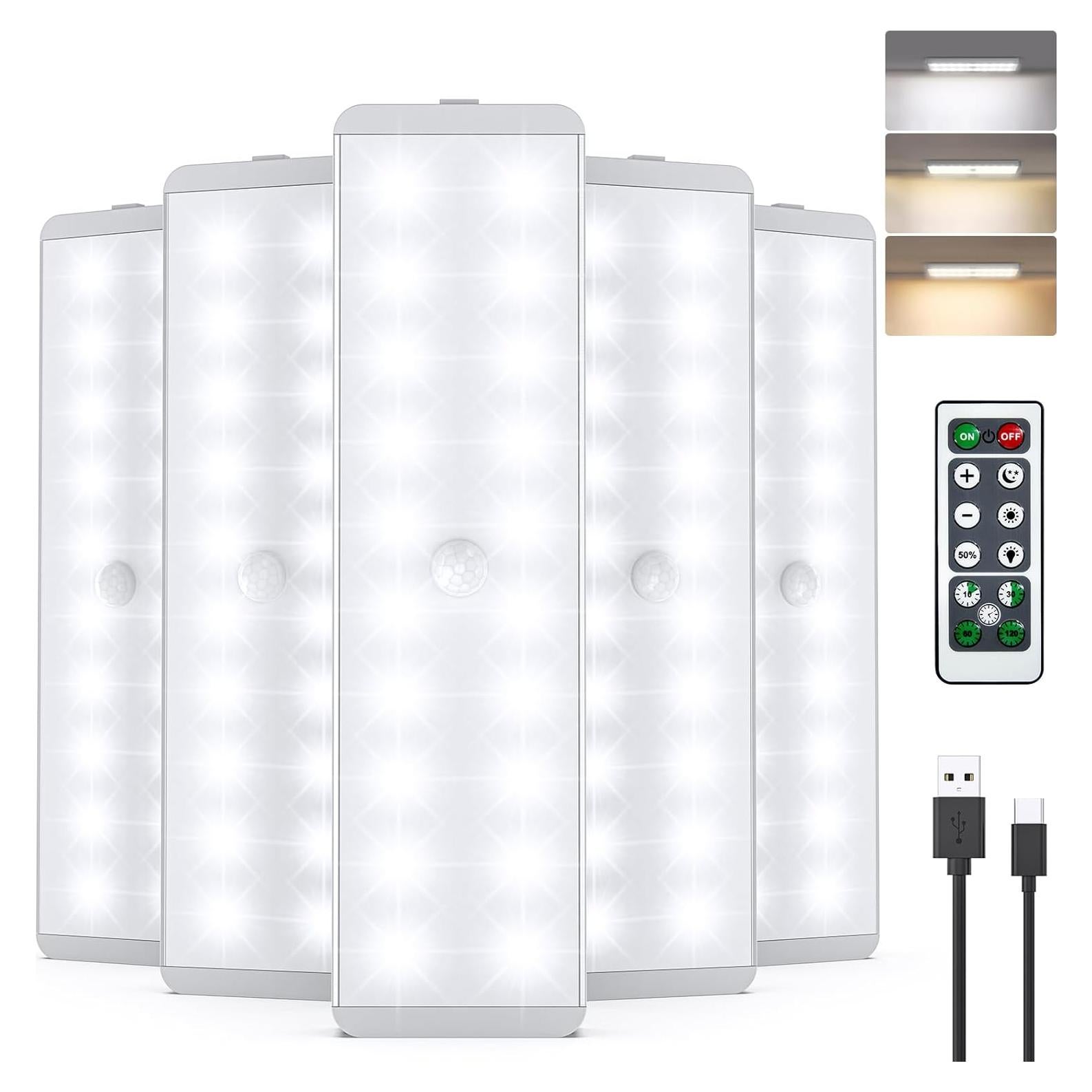 Luz LED recargable Lightbiz 5 Pcs con sensor y control remoto