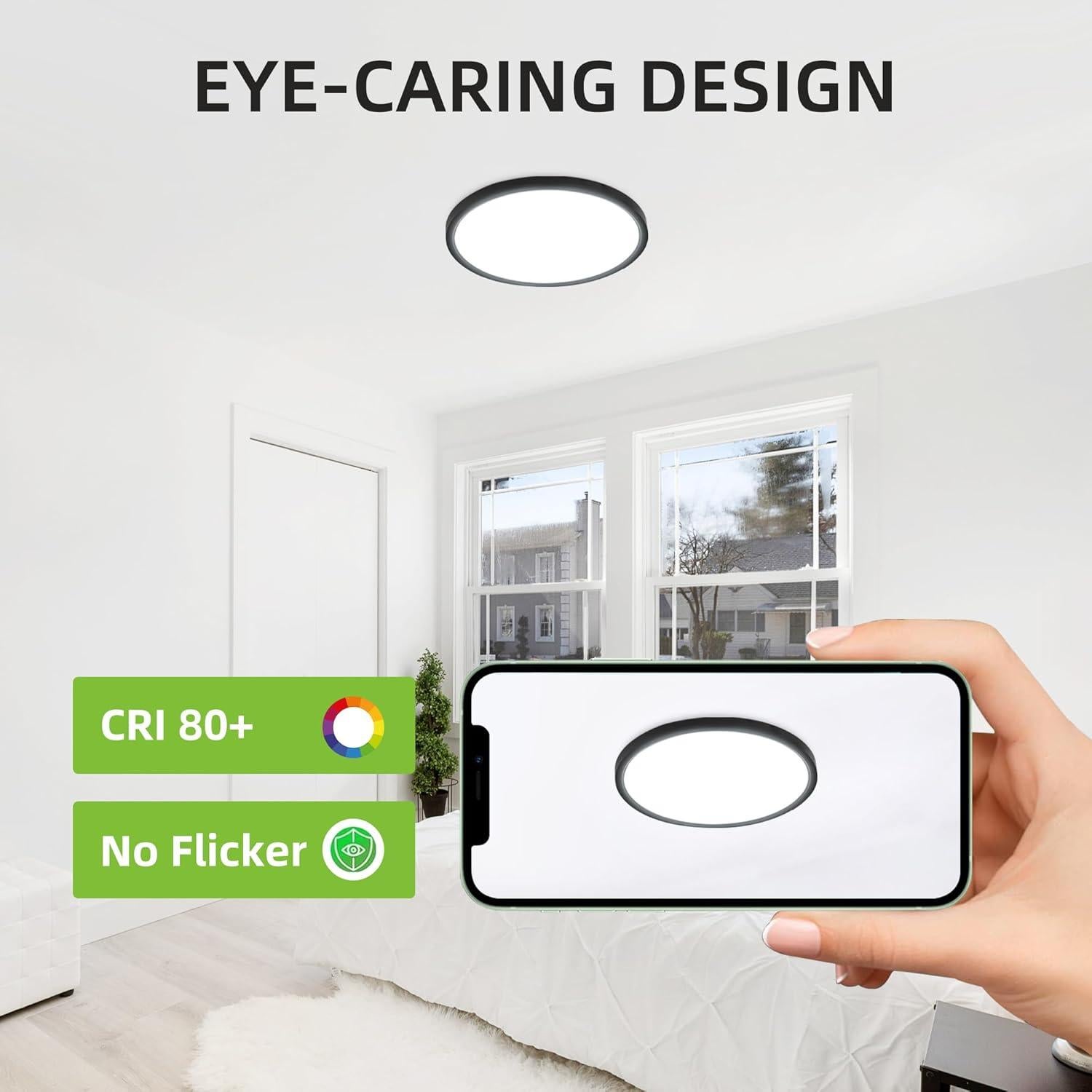 Luz de Techo LED Hykolity 30.48 cm 24W CCT Seleccionable Negro