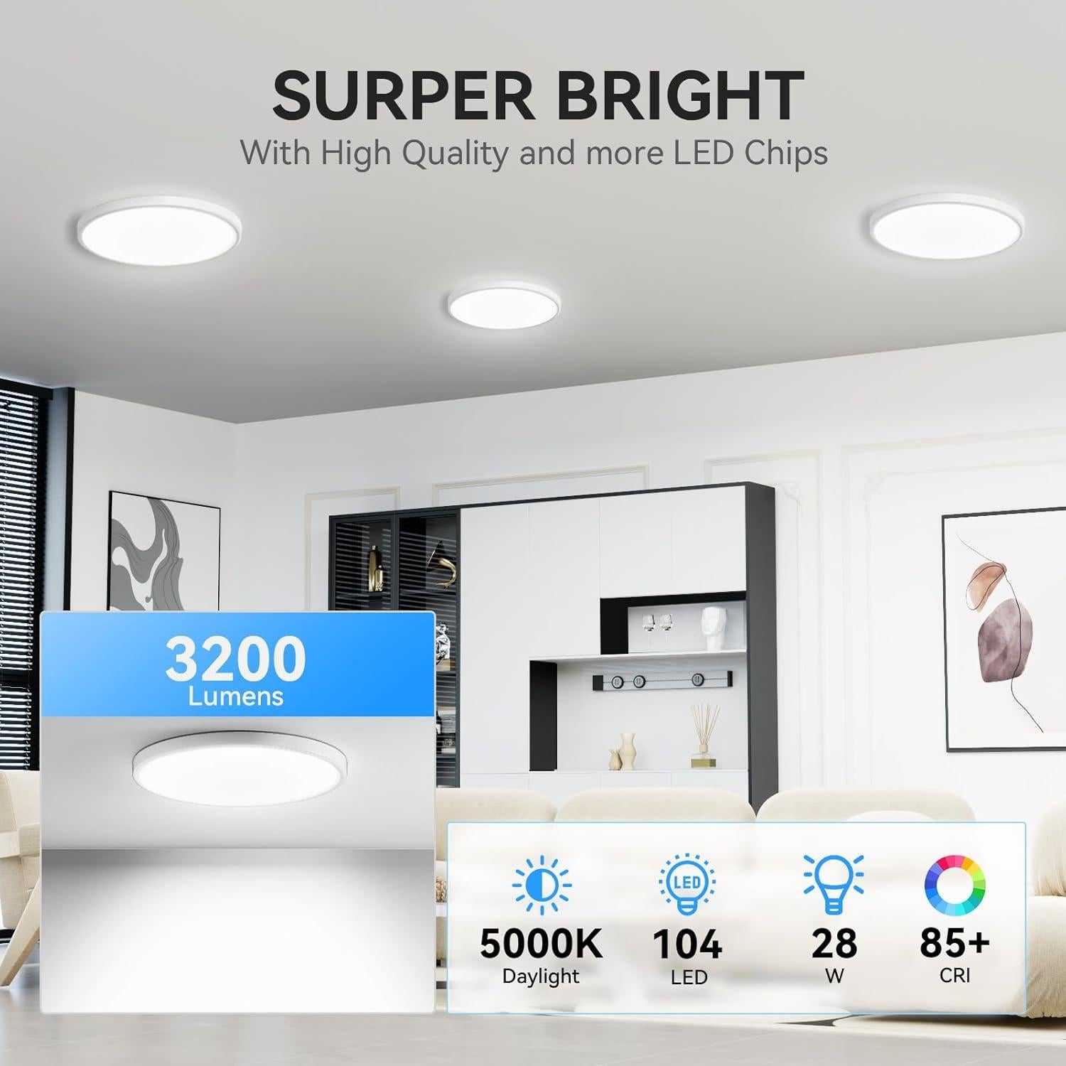 Luz de Techo LED Empotrada WKONCLDY 30 cm 3200lm 5000K 6P