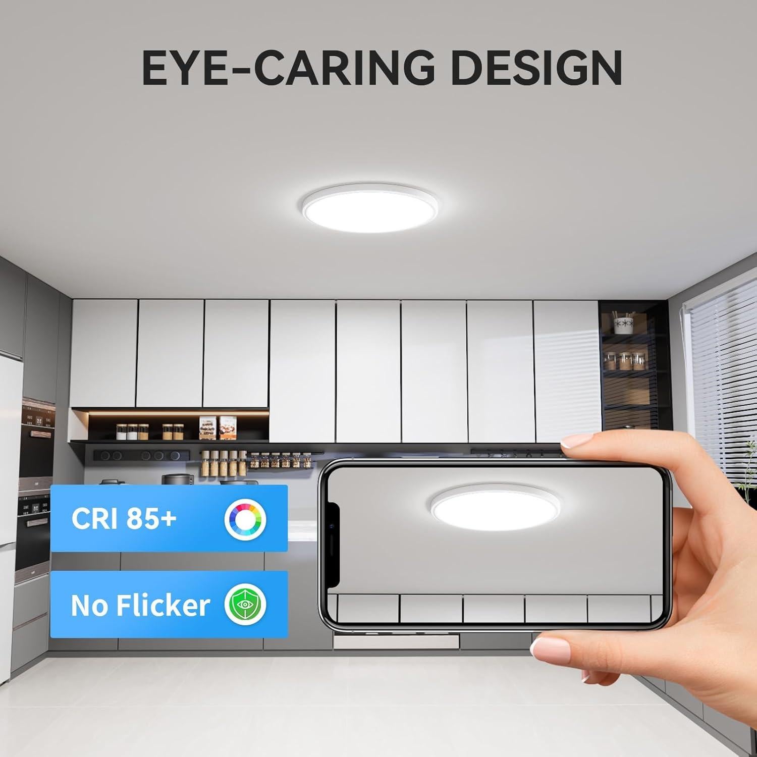 Luz de Techo LED Empotrada WKONCLDY 30 cm 3200lm 5000K 6P