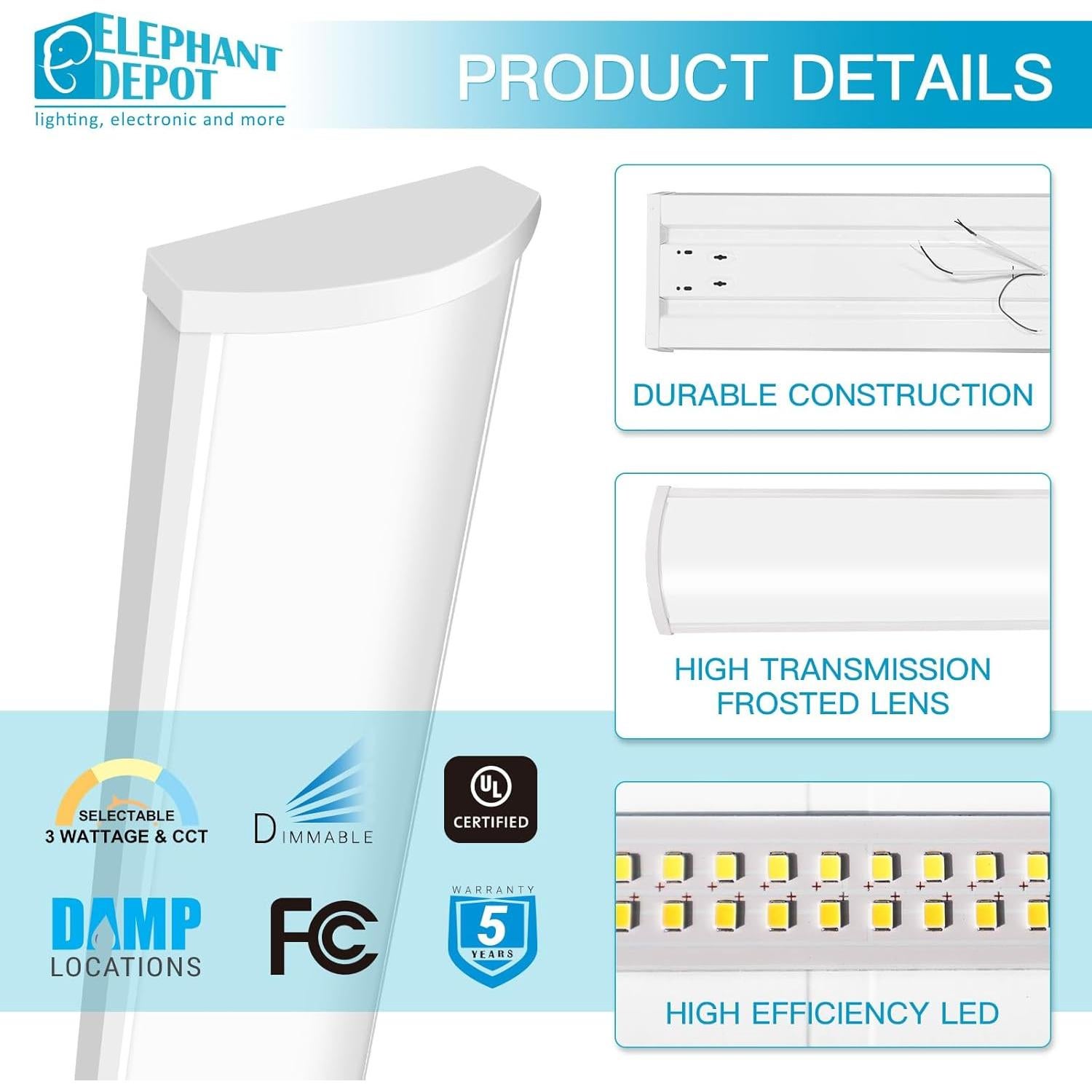Luminaria LED Envolvente 4 Pies Elephant Depot 6210LM 3 CCT