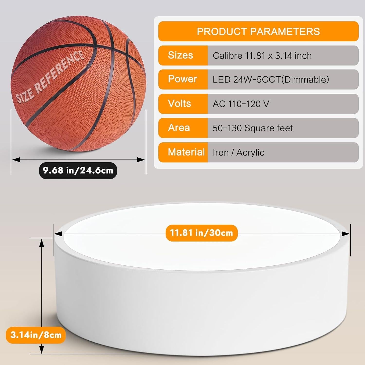 Luz de Techo LED Regulable TYNCEAOL 30 cm Blanca 5CCT