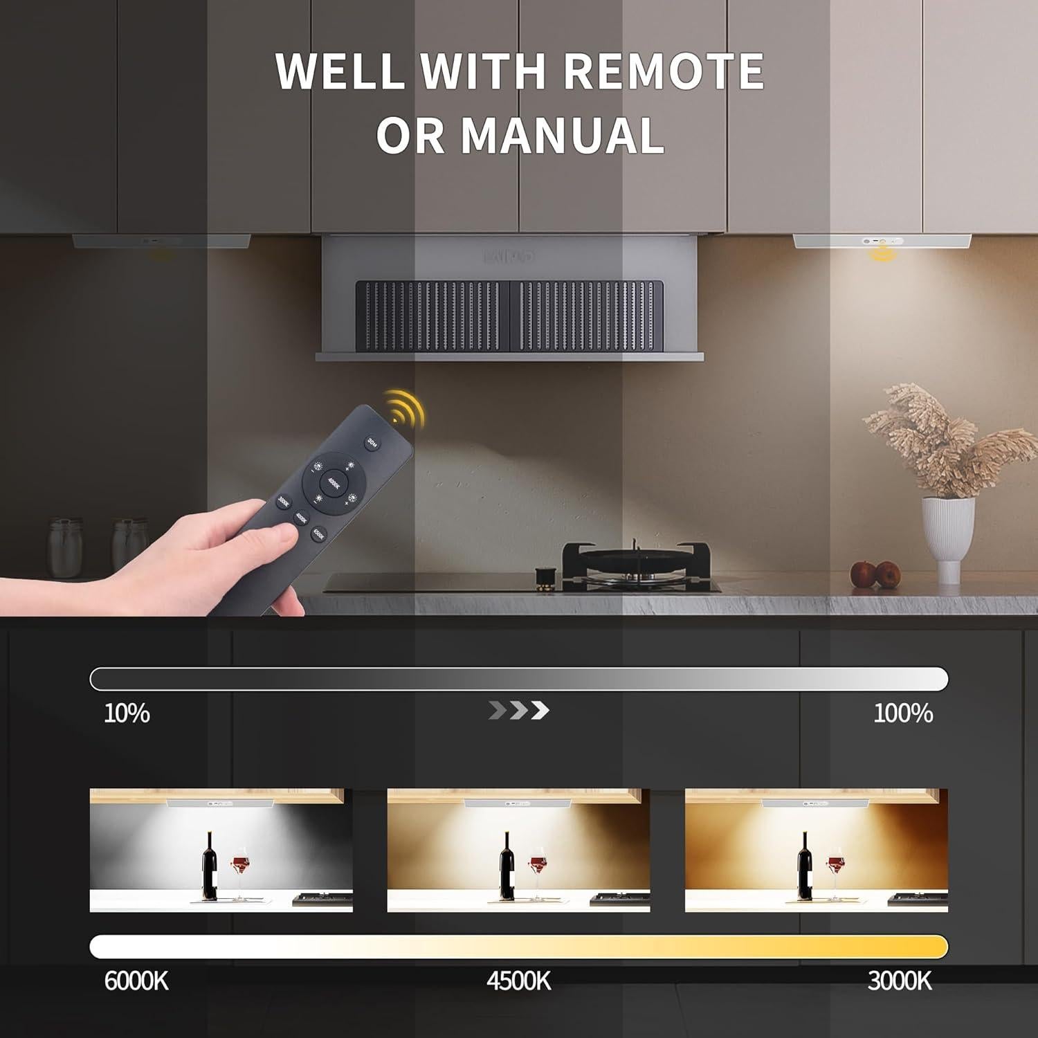 Luces LED Bajo Gabinete MEKKLEON 30cm Inalámbricas con Control Remoto