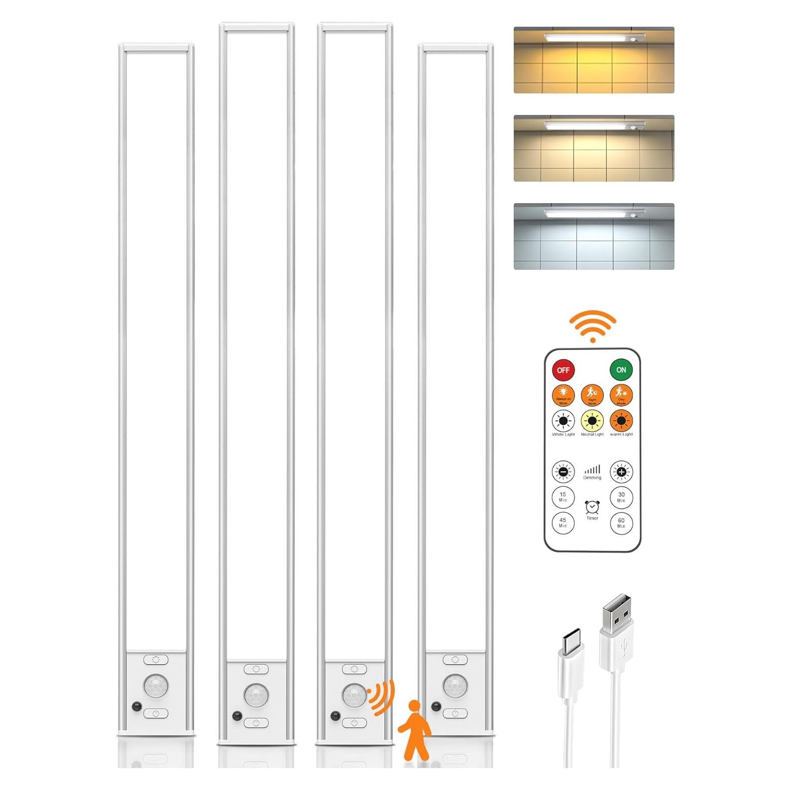 Luces Bajo Gabinete LED LENOMA 40.6cm Control Remoto 4000mAh