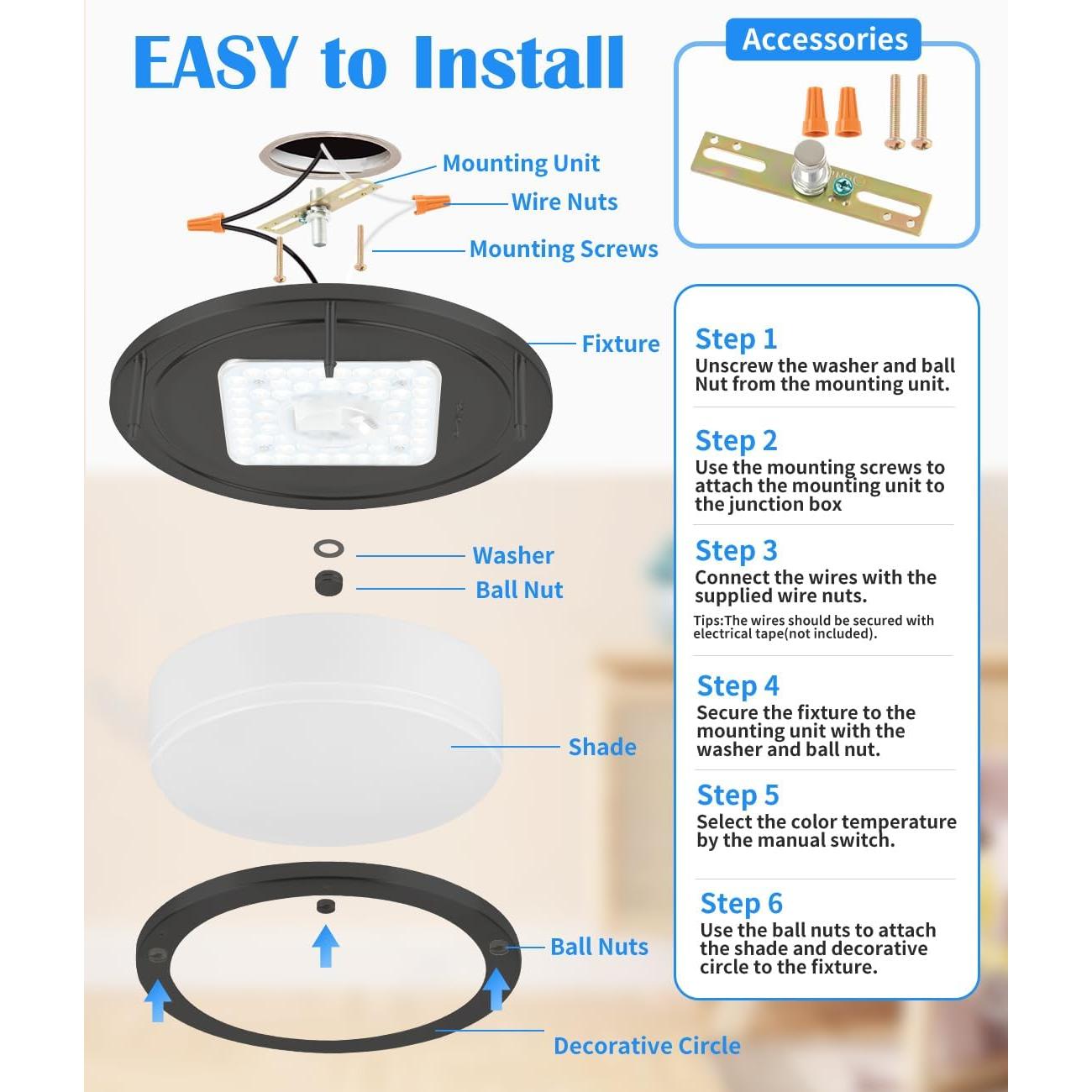 Lámpara de Techo LED 10" Negra Mate 17W 5CCT Faymart