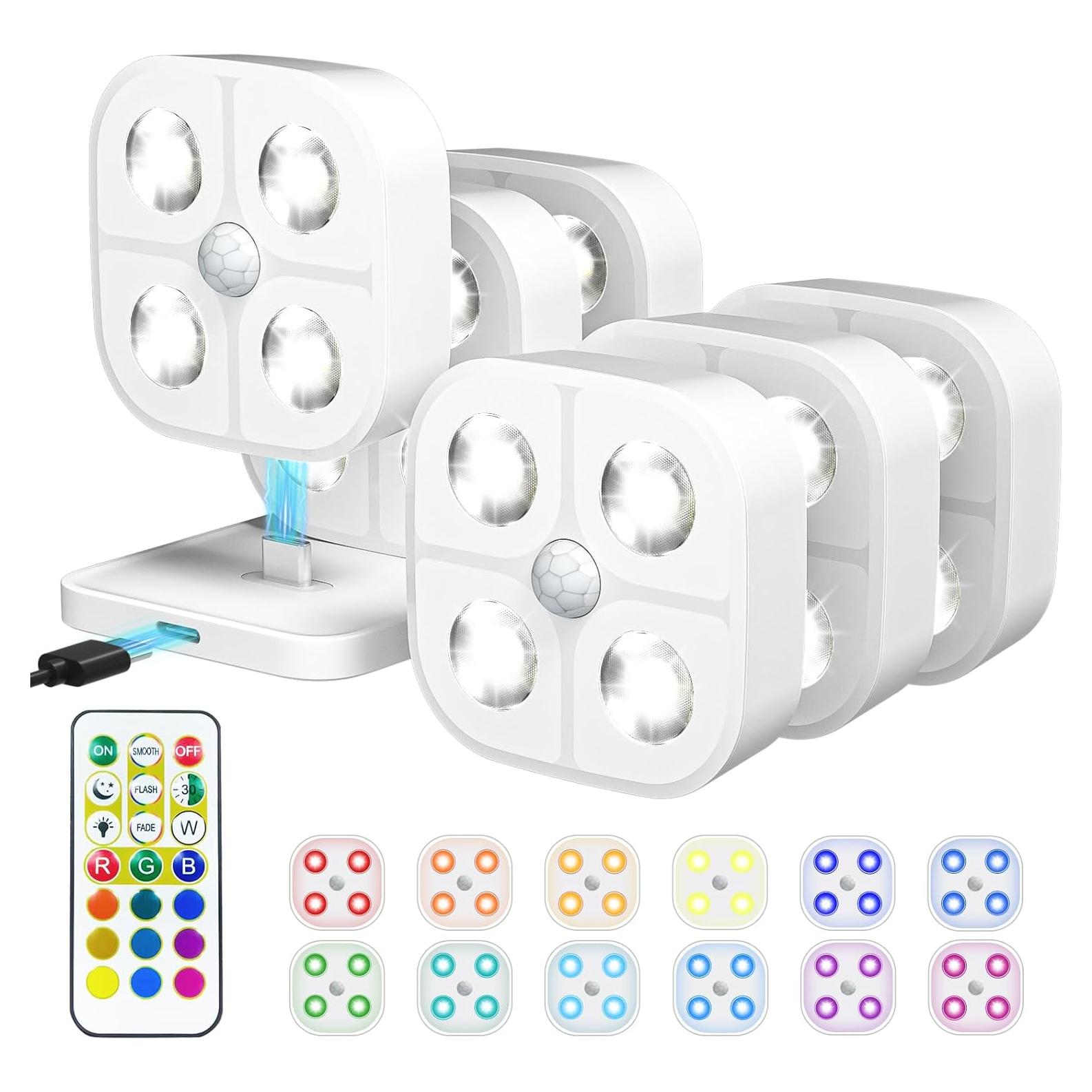 Luz de Paso Inalámbrica Recargable Lightbiz C900-6 RGB 6 Pcs