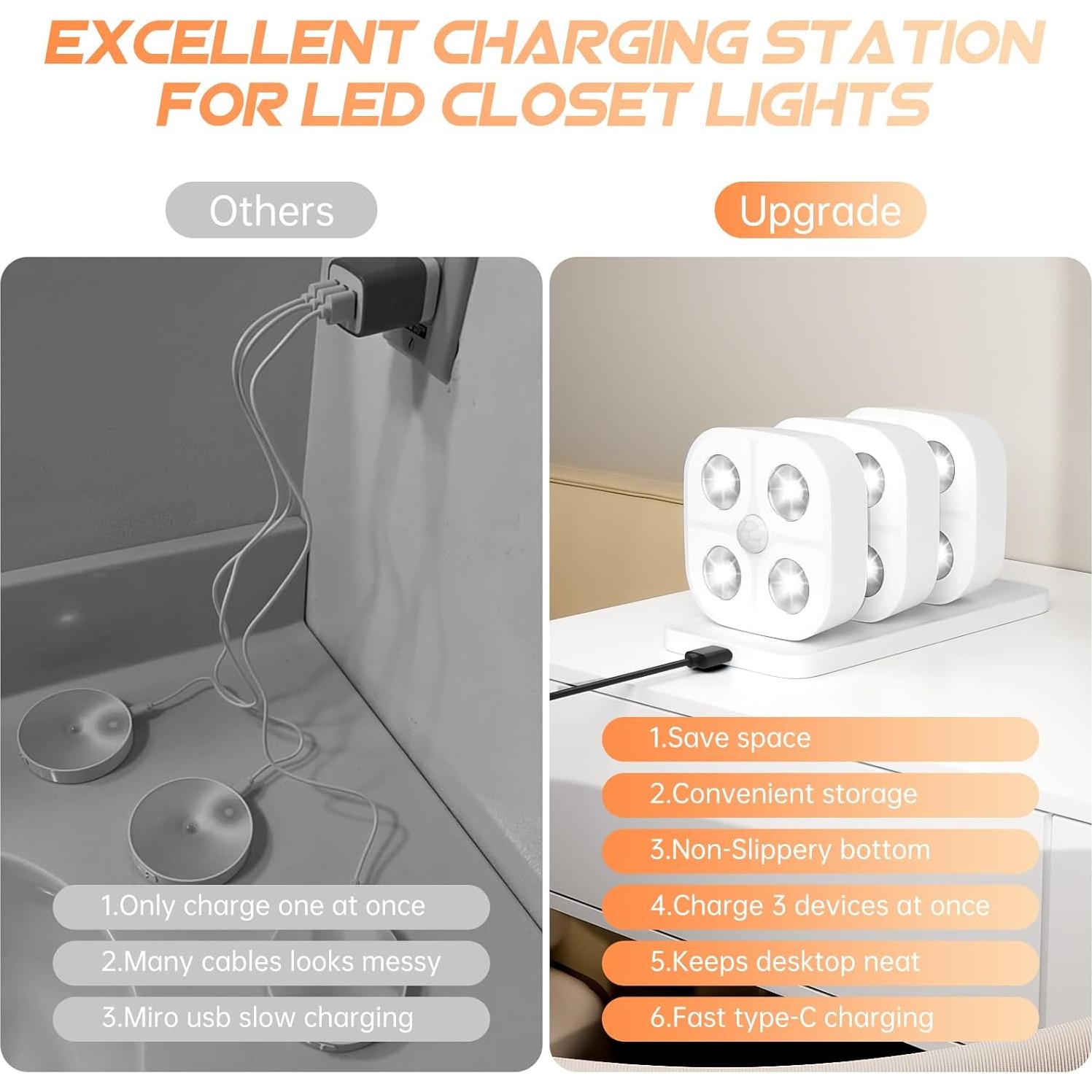 Luz de Paso Inalámbrica Recargable Lightbiz C900-6 RGB 6 Pcs