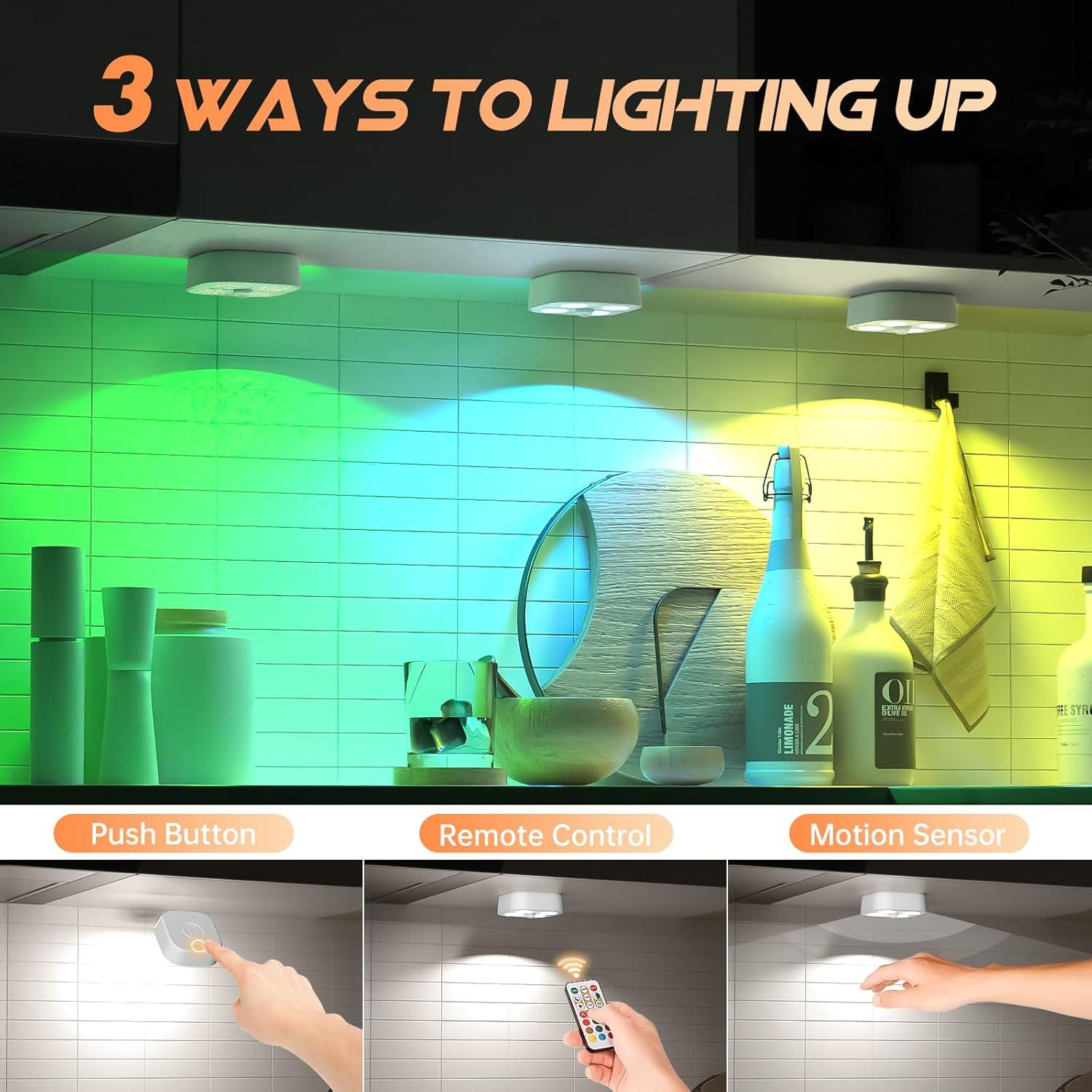 Luz de Paso Inalámbrica Recargable Lightbiz C900-6 RGB 6 Pcs