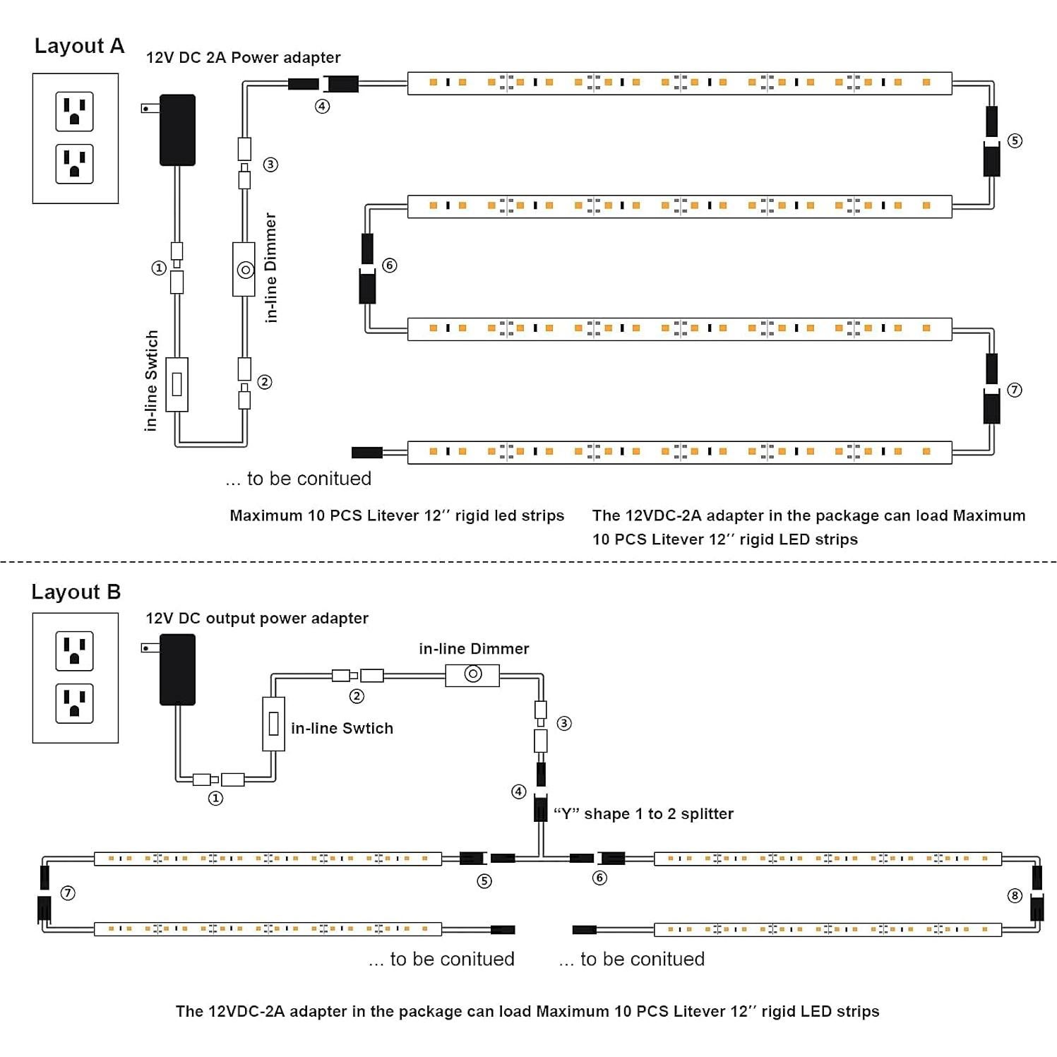 Kit de Iluminación LED Bajo Gabinete 6 PCS 30 cm Blanco Cálido