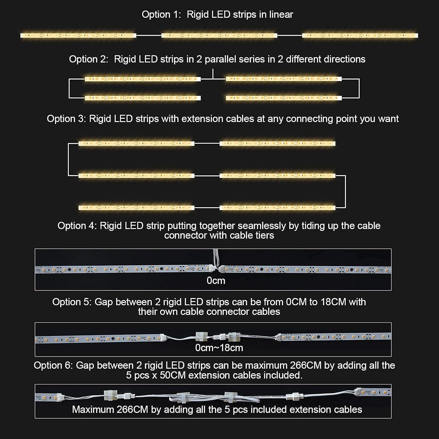 Kit de Iluminación LED Bajo Gabinete 6 PCS 30 cm Blanco Cálido