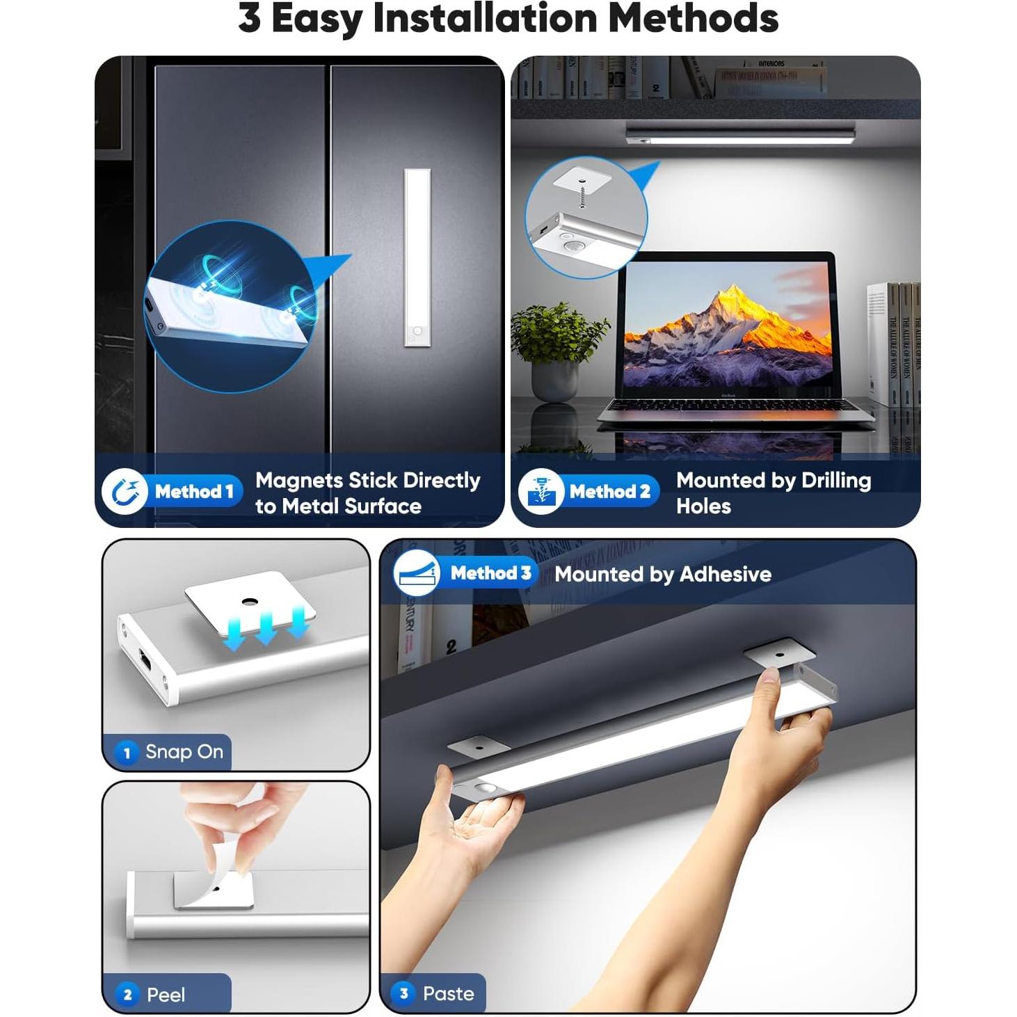 Luces de Gabinete LED Brightever 30cm Recargables Sensor Movimiento