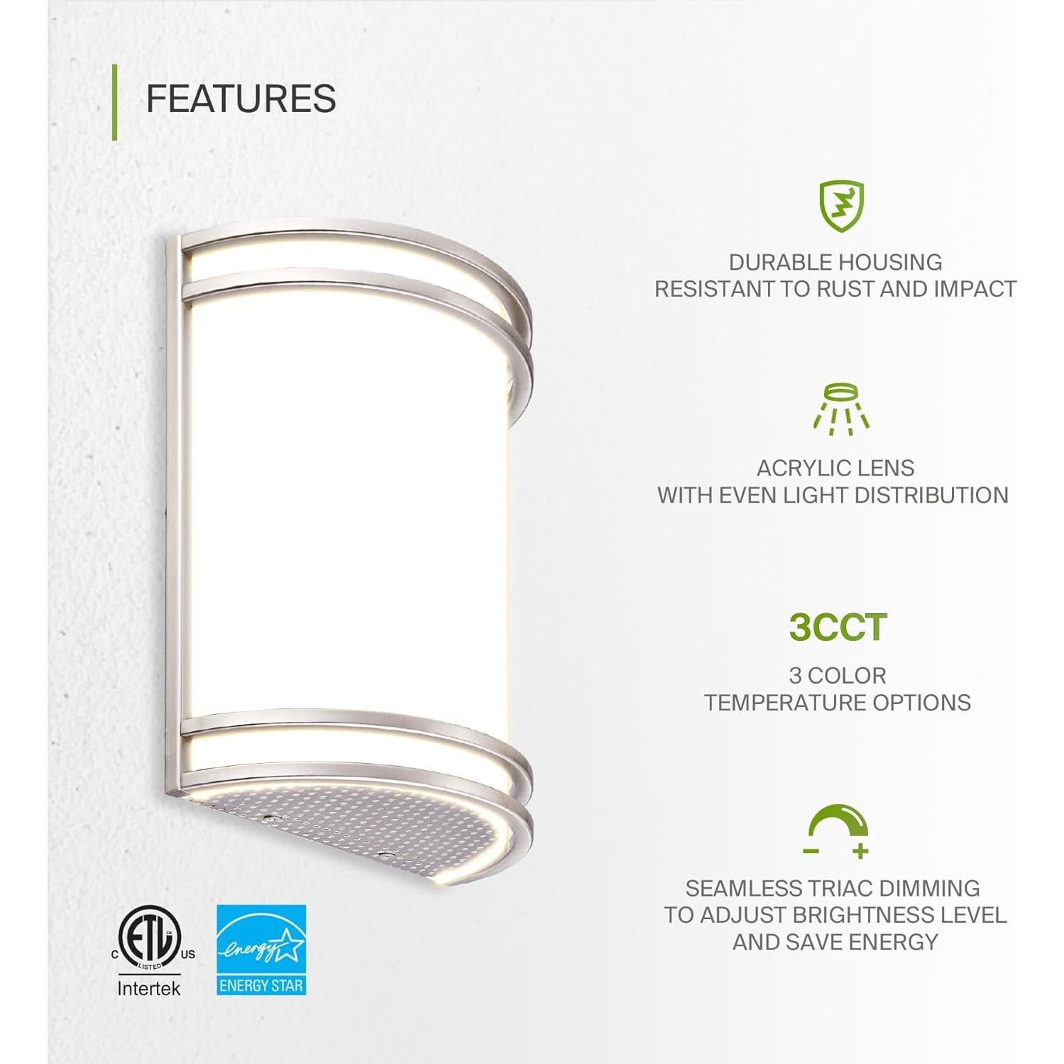 Lámpara de Pared LED ASD 10" Níquel Cepillado 3000K-5000K