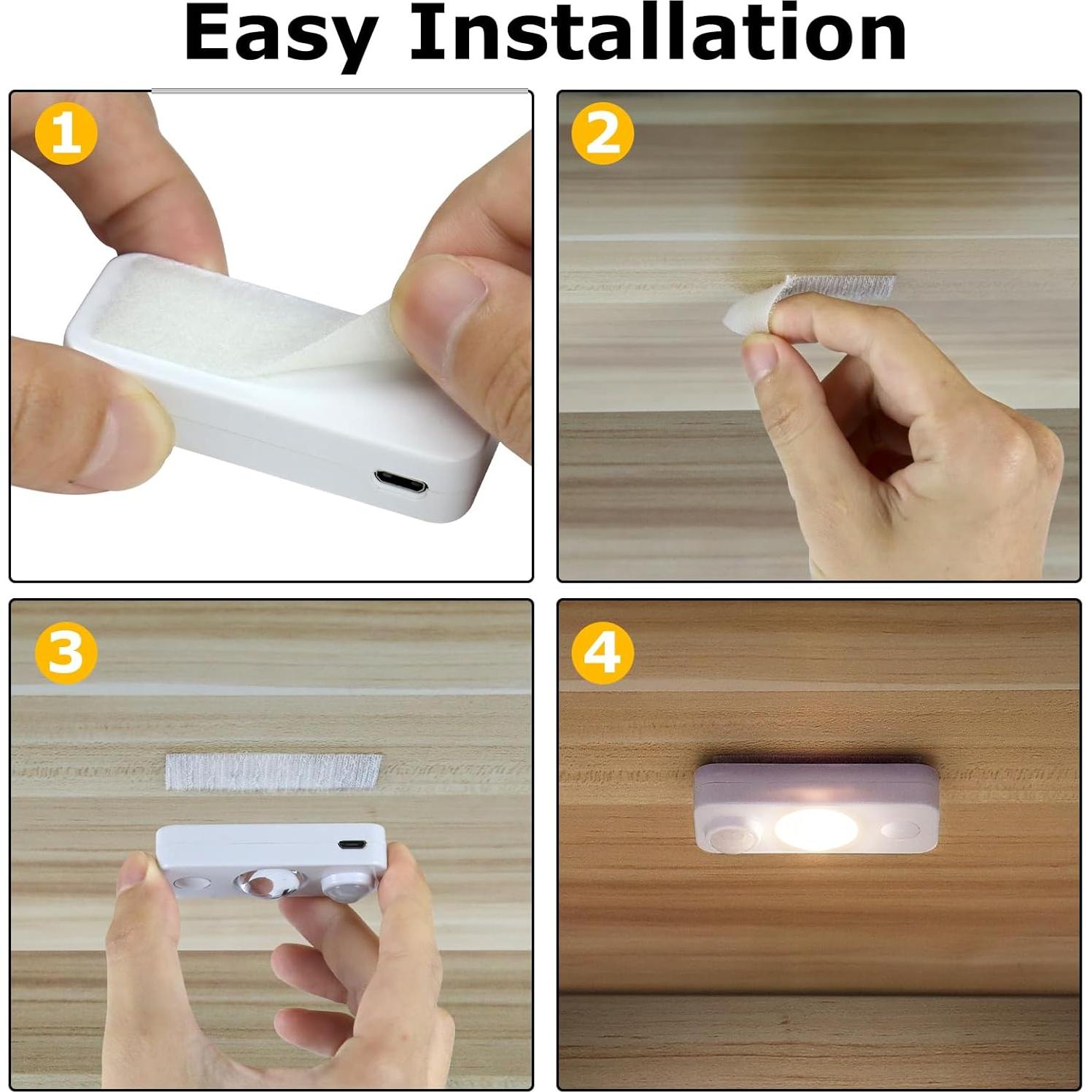 Luces de Puck LED con Sensor de Movimiento 4 Pack - Blanco Cálido