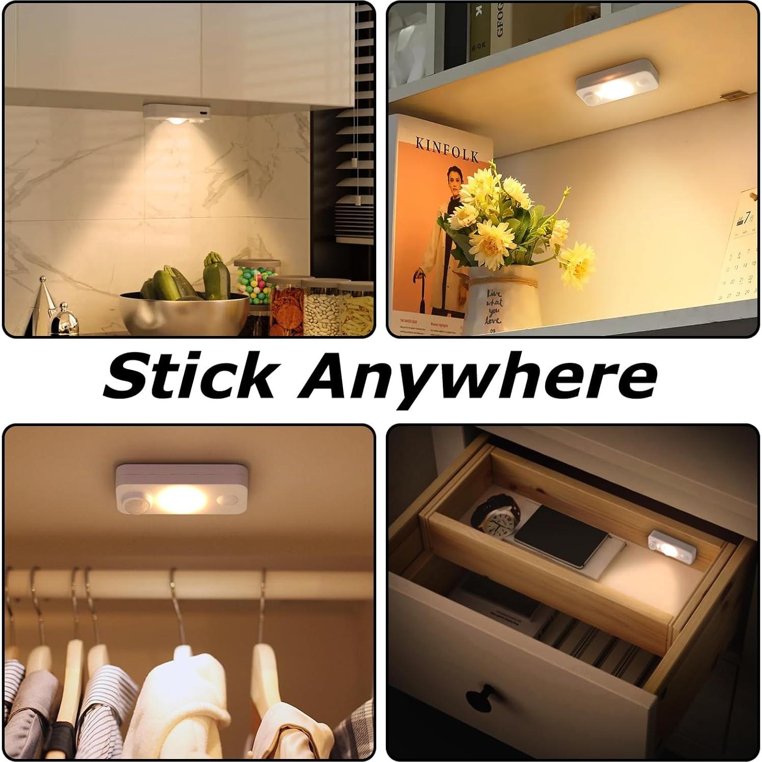 Luces de Puck LED con Sensor de Movimiento 4 Pack - Blanco Cálido