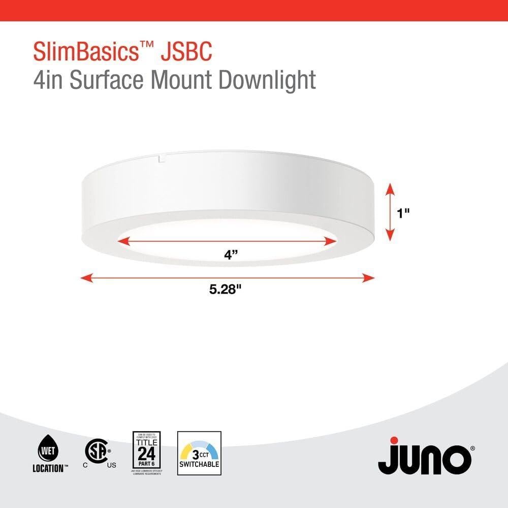 Luz de Techo LED Juno Slim Basics 10.16 cm Biselada 3000K-5000K