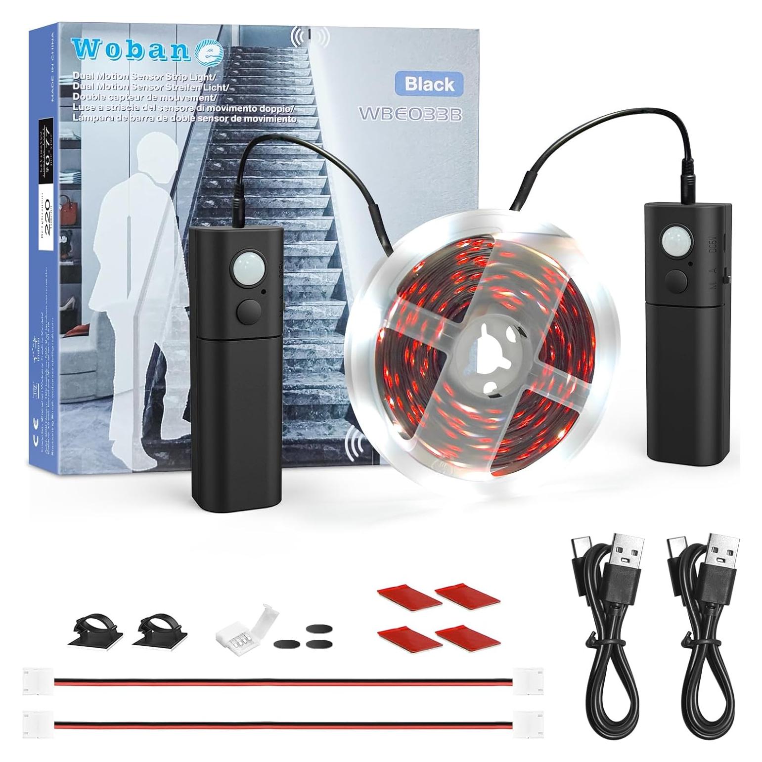 Tira de Luz LED WOBANE 5m con Sensor de Movimiento Recargable