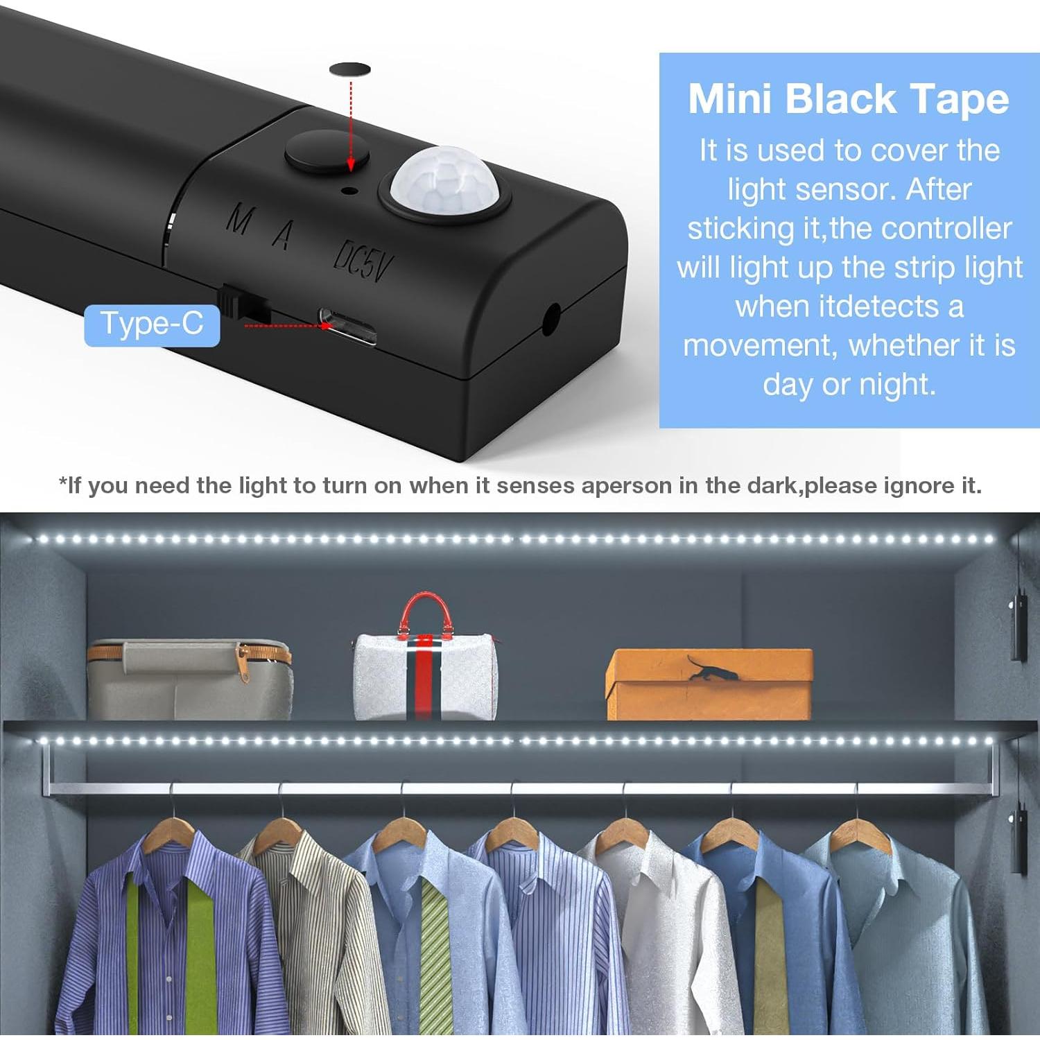 Tira de Luz LED WOBANE 5m con Sensor de Movimiento Recargable