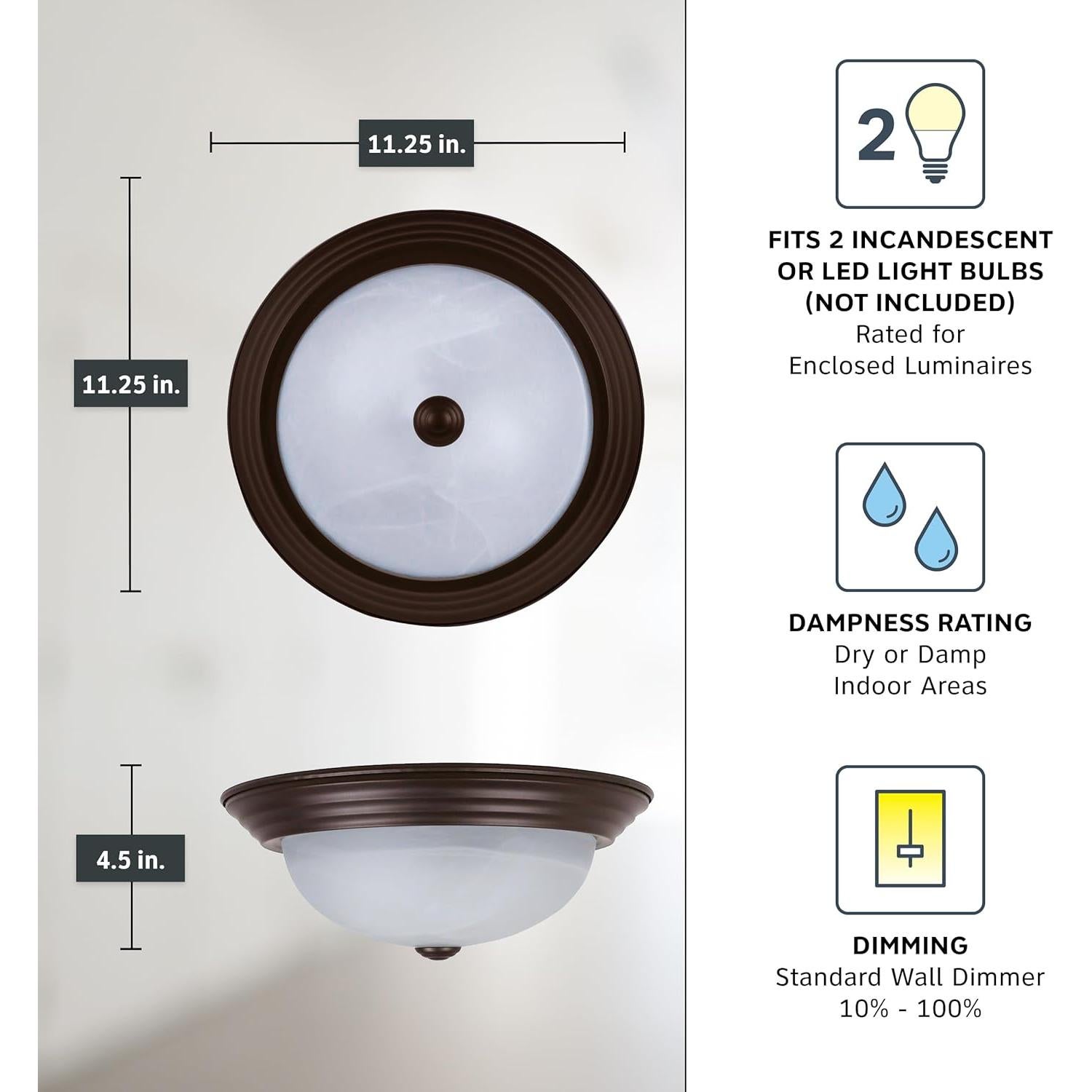 Lámpara de Techo Diseño Moderno 28 cm Bronce Aceitado