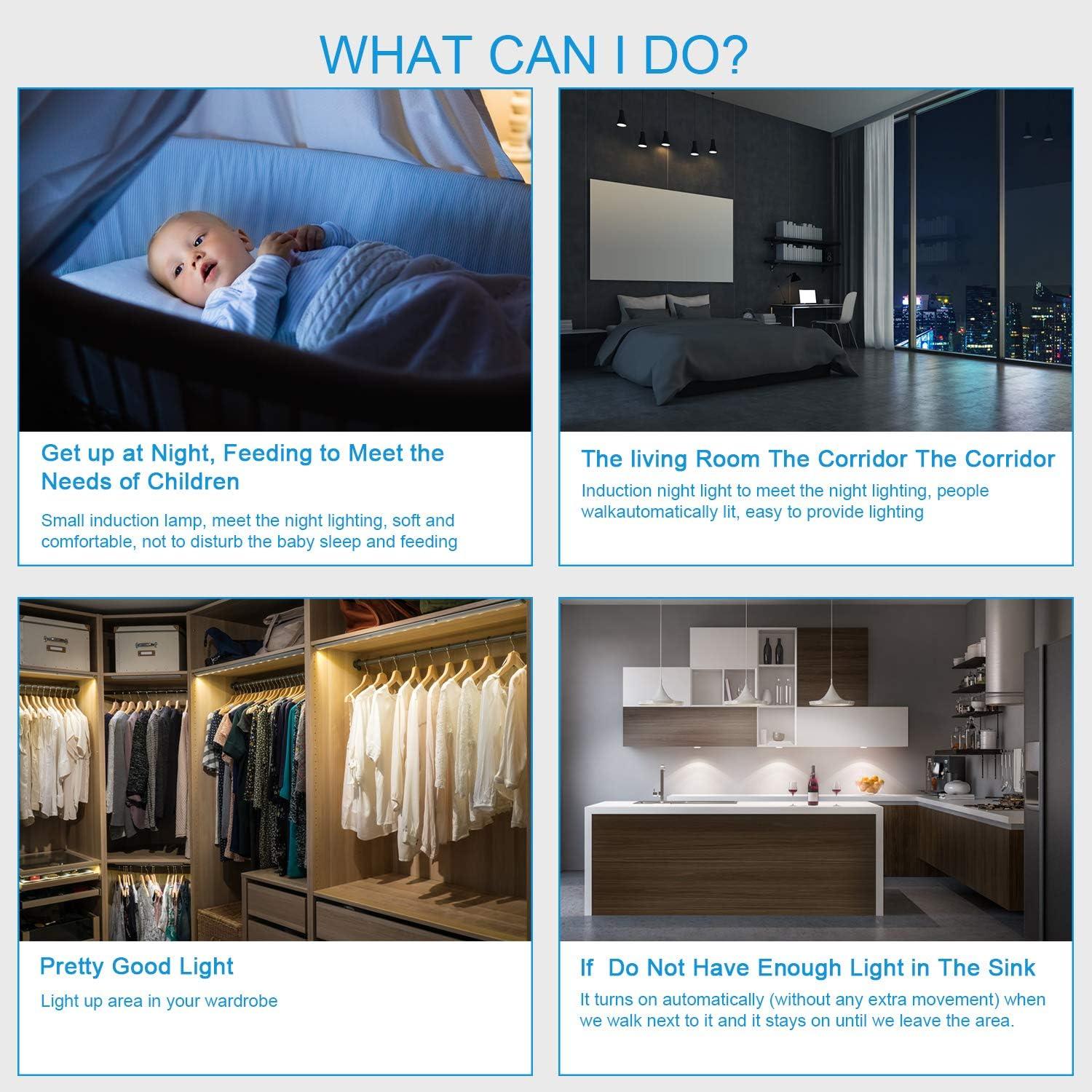 Luces de Gabinete LEPOTEC 20 LED Recargables USB con Sensor