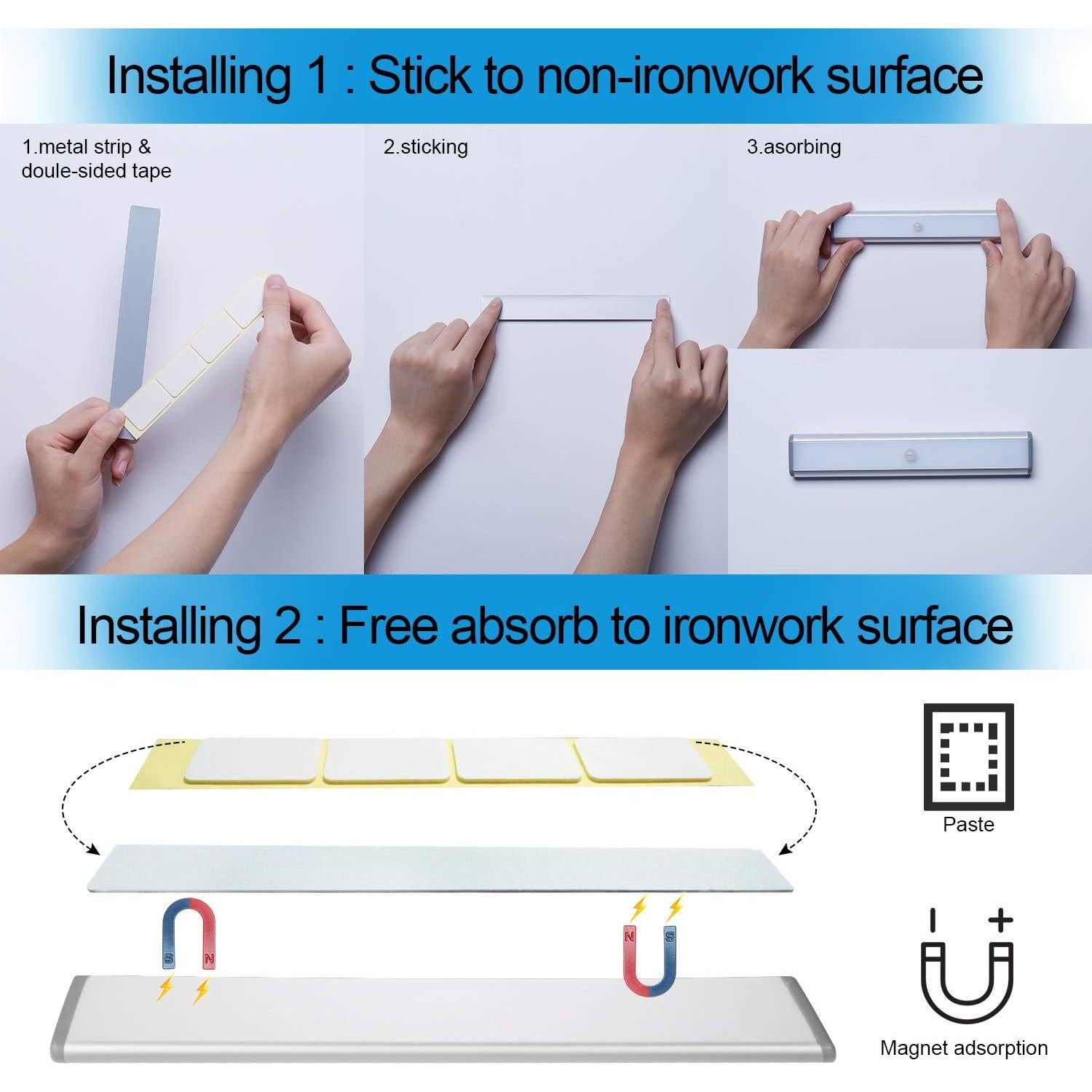 Luces de Gabinete LEPOTEC 20 LED Recargables USB con Sensor