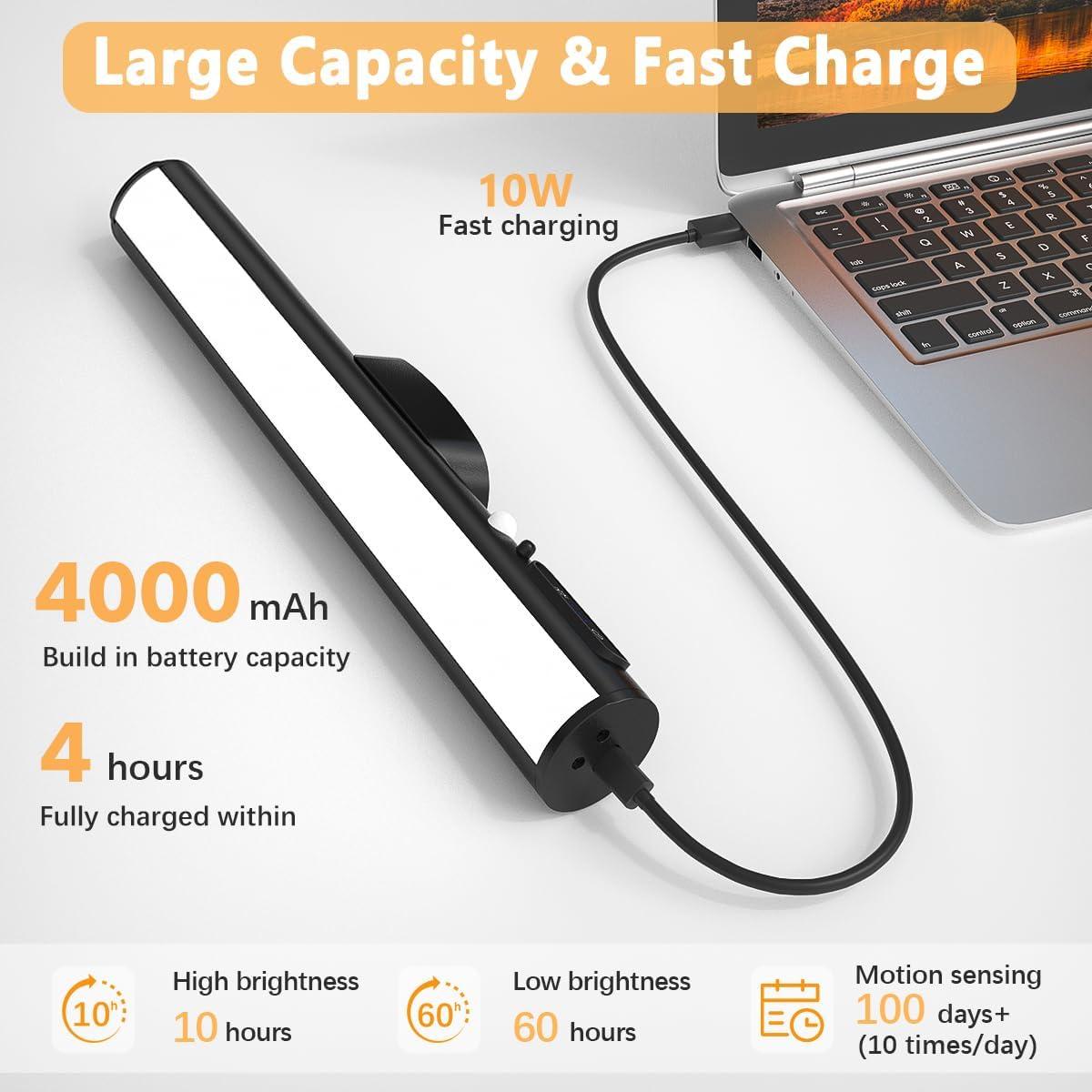 Barra de Luz LED Recargable con Sensor de Movimiento - Negro