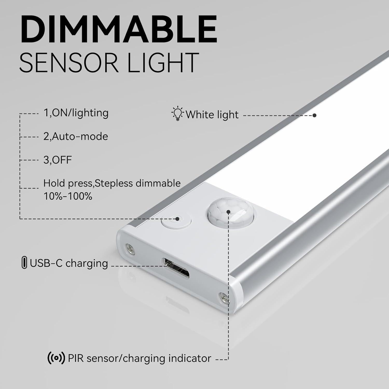 Luces LED Bajo Gabinete Xinp 20cm Recargables Sensor Movimiento