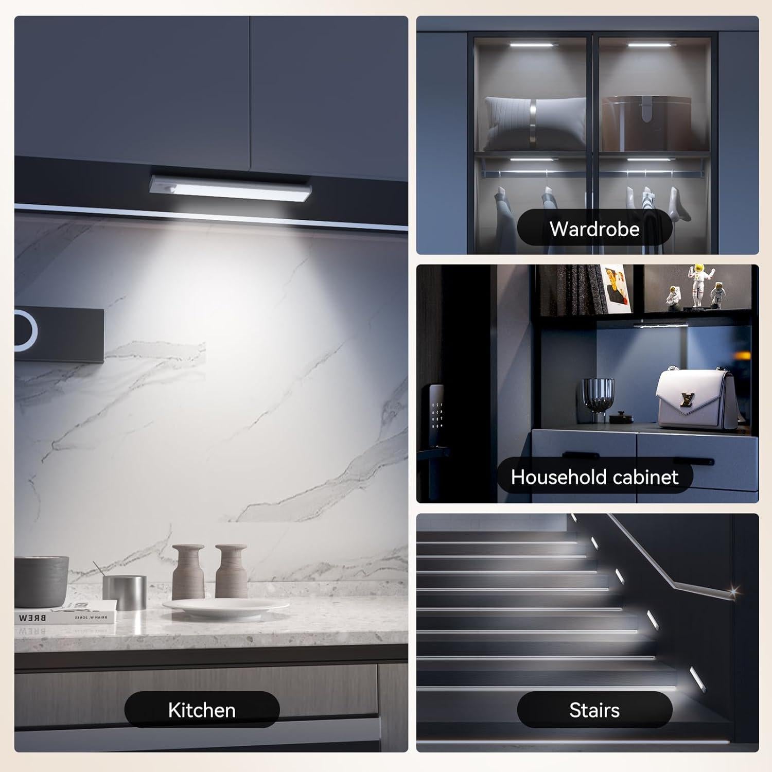 Luces LED Bajo Gabinete Xinp 20cm Recargables Sensor Movimiento