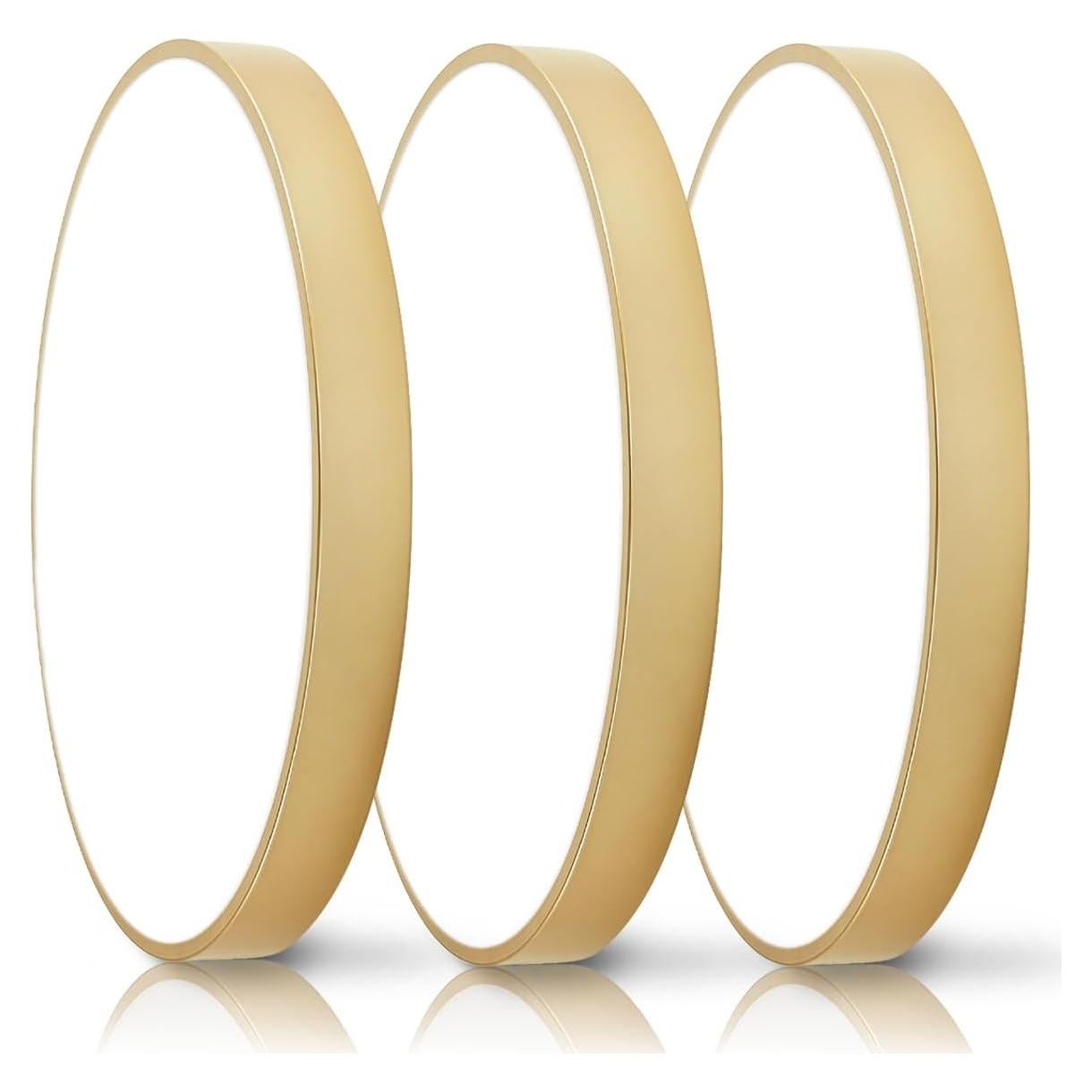 Paquete de 3 Lámparas de Techo LED Regulables 24W Doradas 30cm