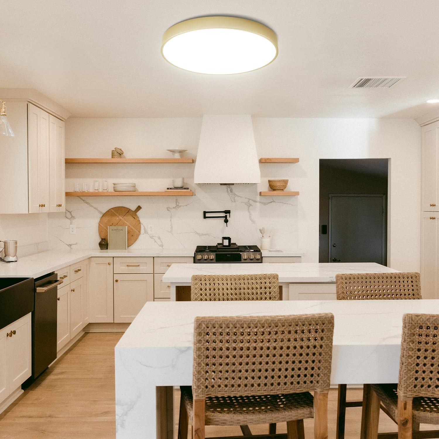 Paquete de 3 Lámparas de Techo LED Regulables 24W Doradas 30cm