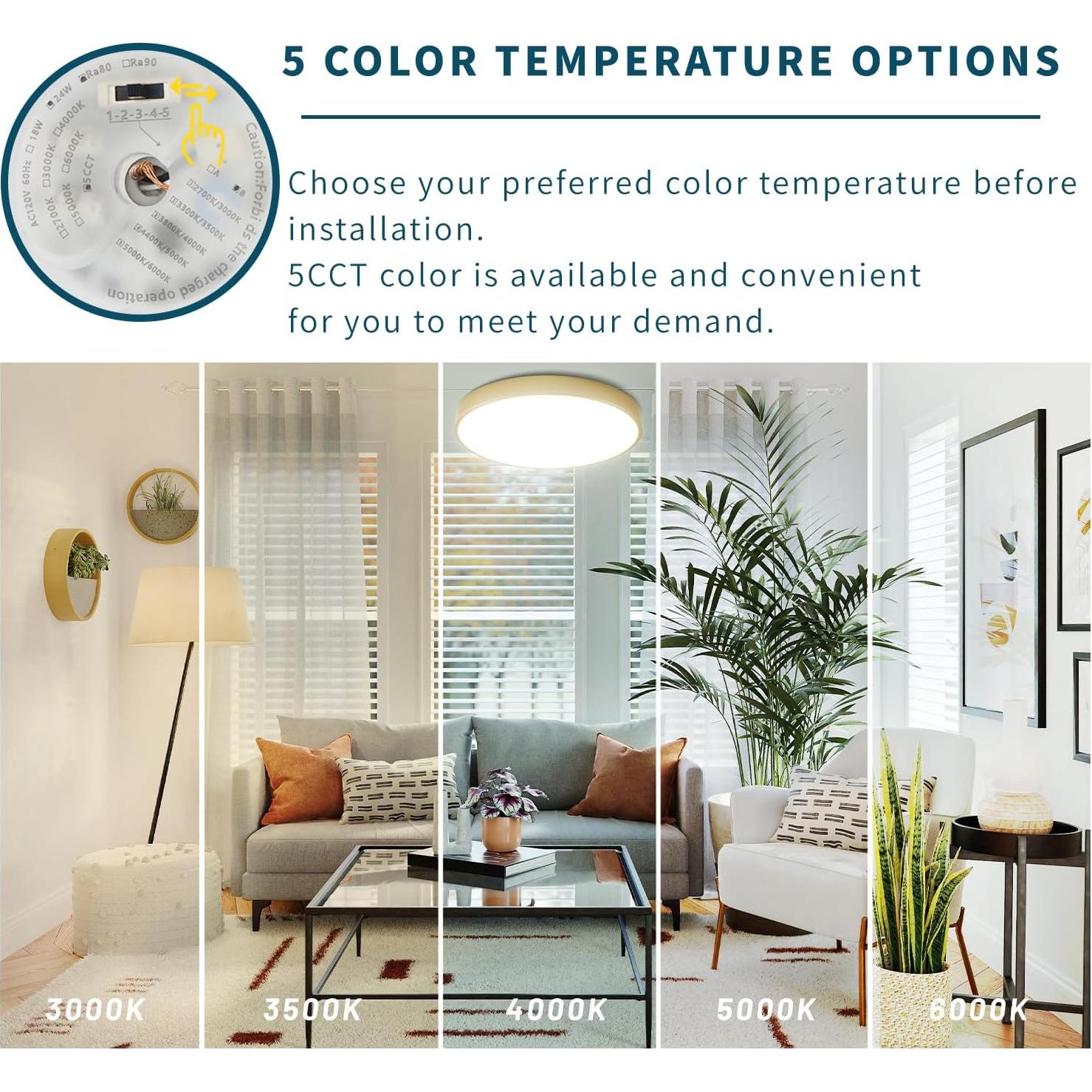 Paquete de 3 Lámparas de Techo LED Regulables 24W Doradas 30cm